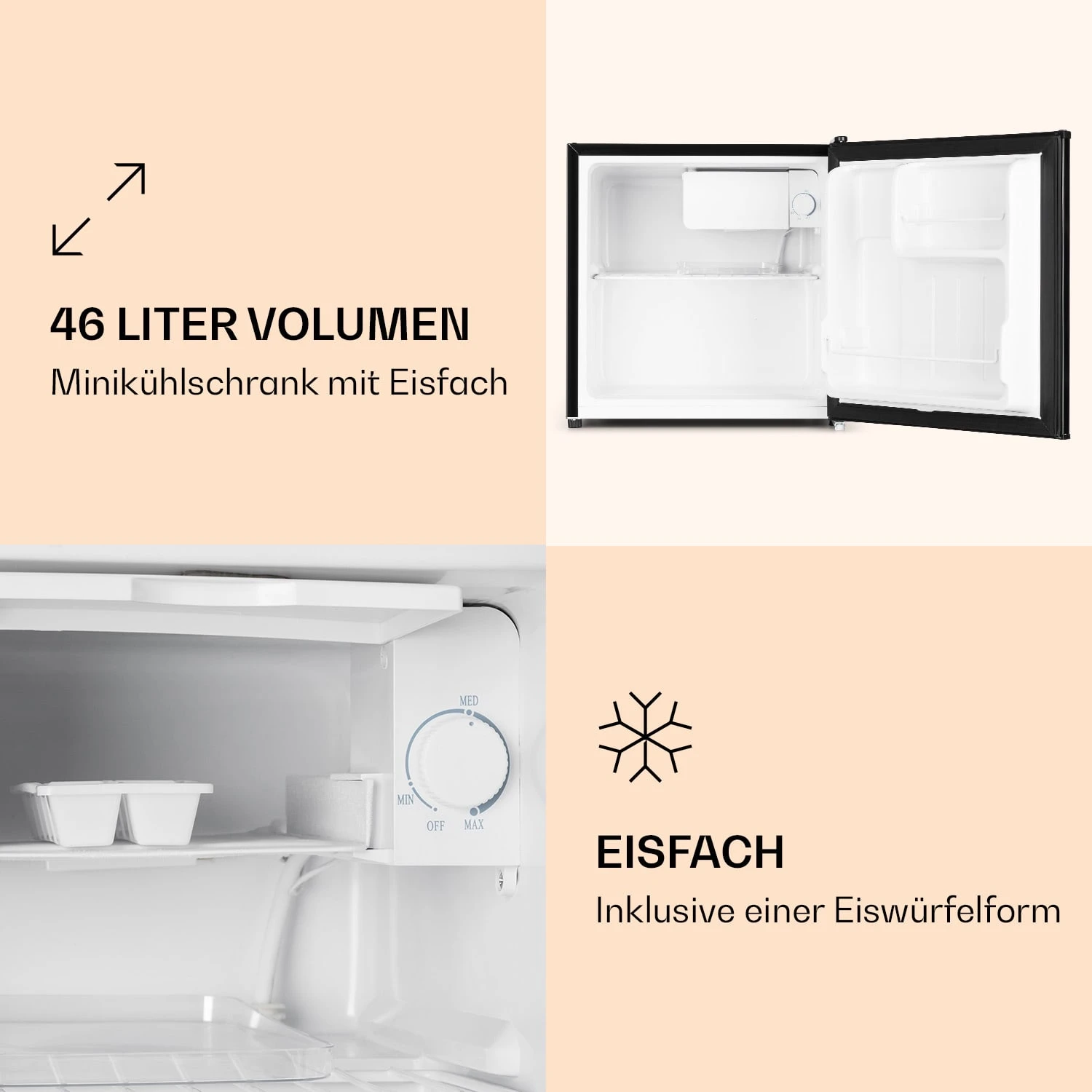 KS50-A Mini-Kühlschrank 46 Liter Mit Eisfach 41 DB – Bild 2