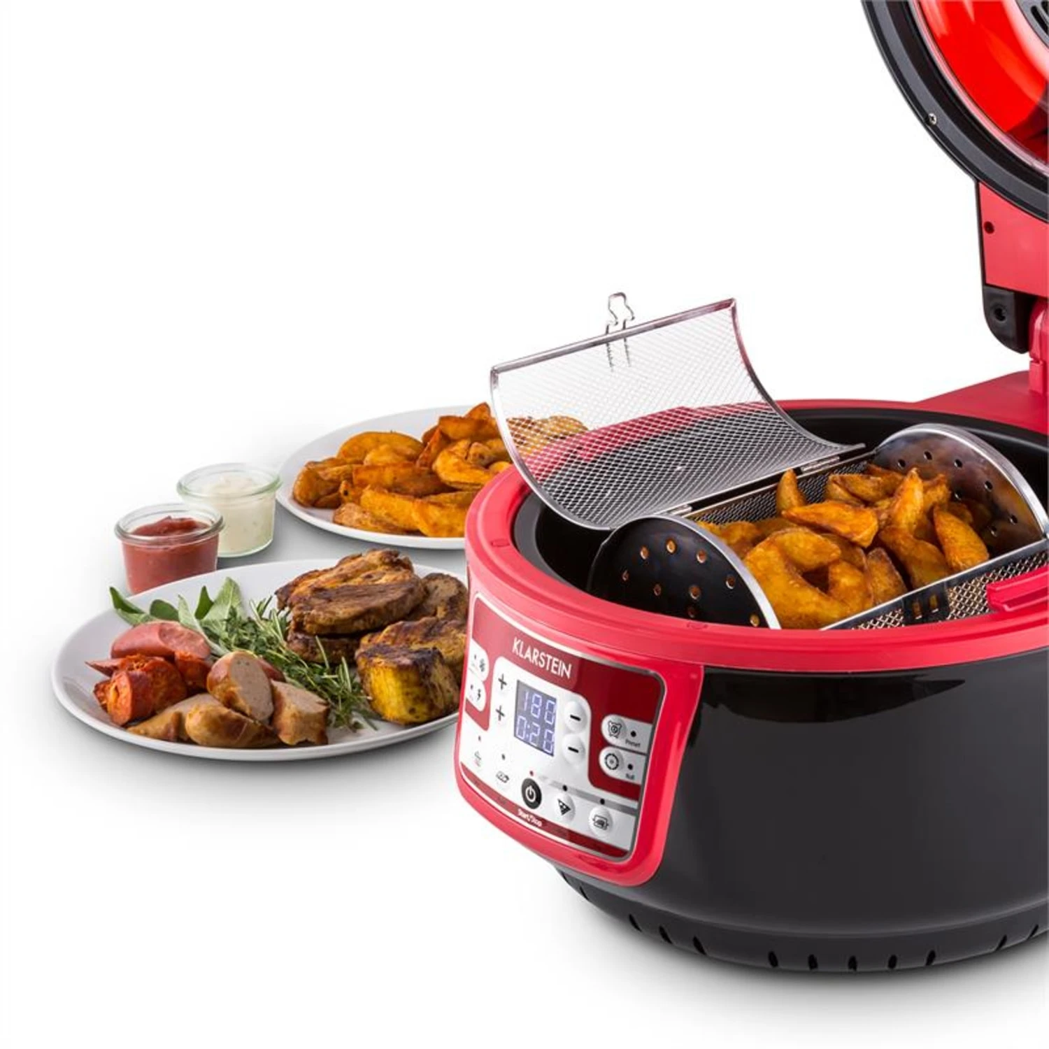 VitAir Turbo Heißluftfritteuse Rot-schwarz 1400W Grillen Backen 9l – Bild 9