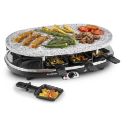 Steaklette Raclettegrill 1500 W Granit-Natursteinplatte 8 Personen