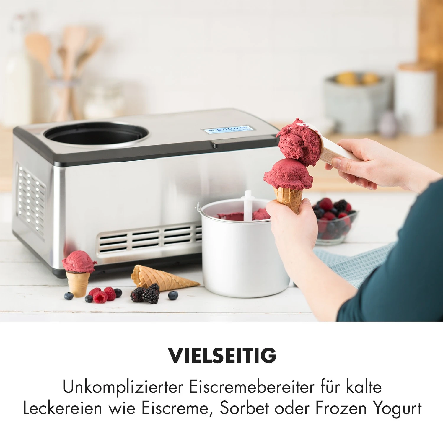 Dolce Bacio Eiscremebereiter Kompressor 2l LCD-Display Touch Edelstahl – Bild 2
