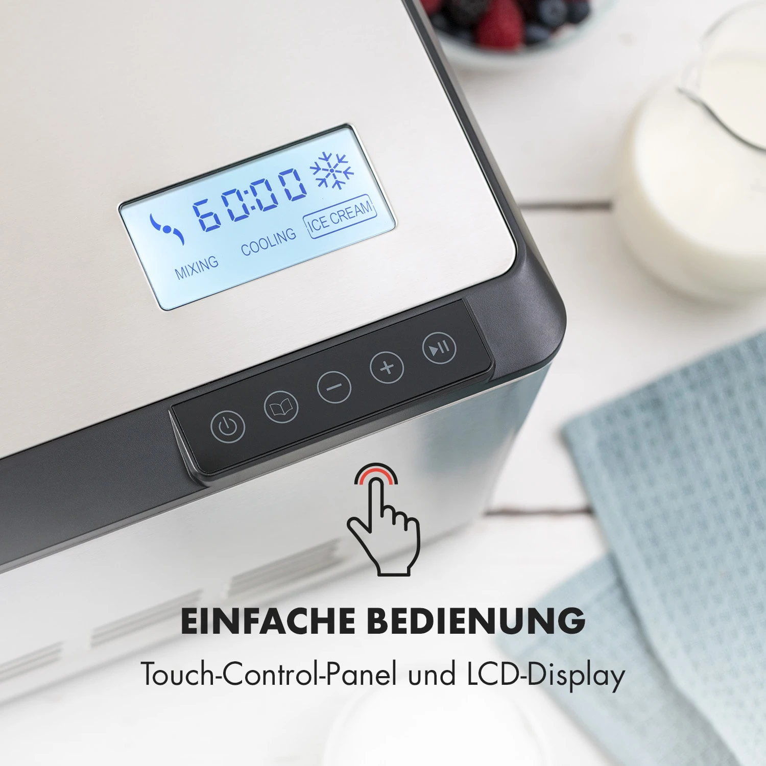 Dolce Bacio Eiscremebereiter Kompressor 2l LCD-Display Touch Edelstahl – Bild 6