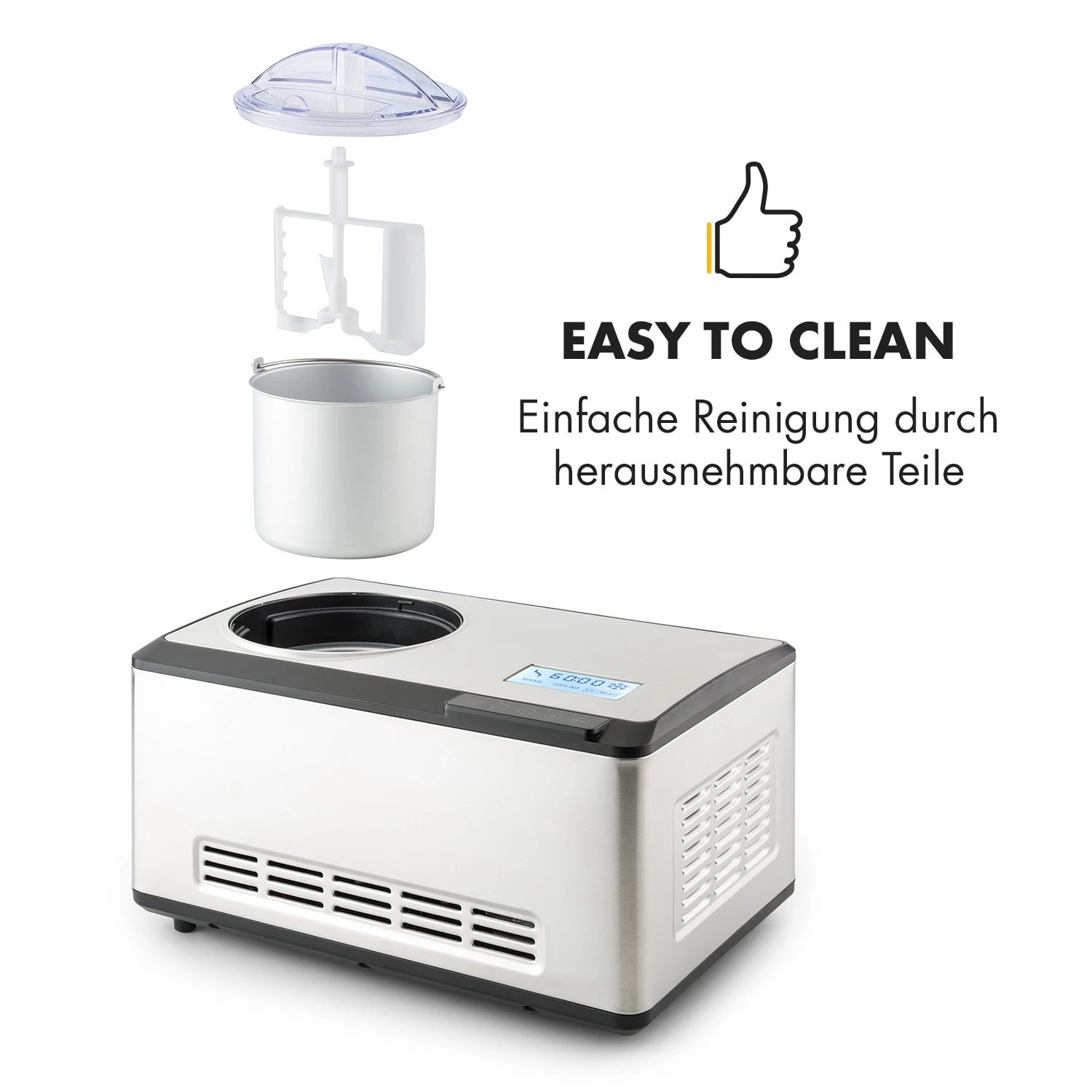 Dolce Bacio Eiscremebereiter Kompressor 2l LCD-Display Touch Edelstahl – Bild 7