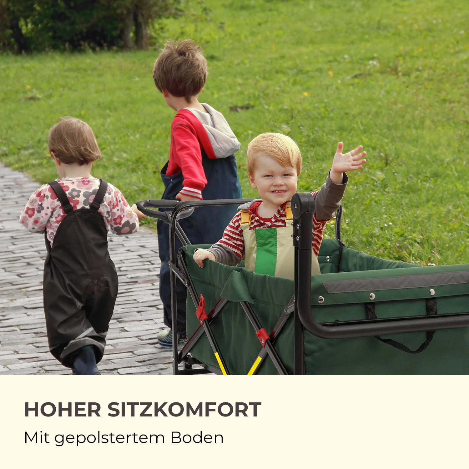 Easy Rider Bollerwagen Bis 70kg Teleskopstange Zusammenklappbar Grün – Bild 8