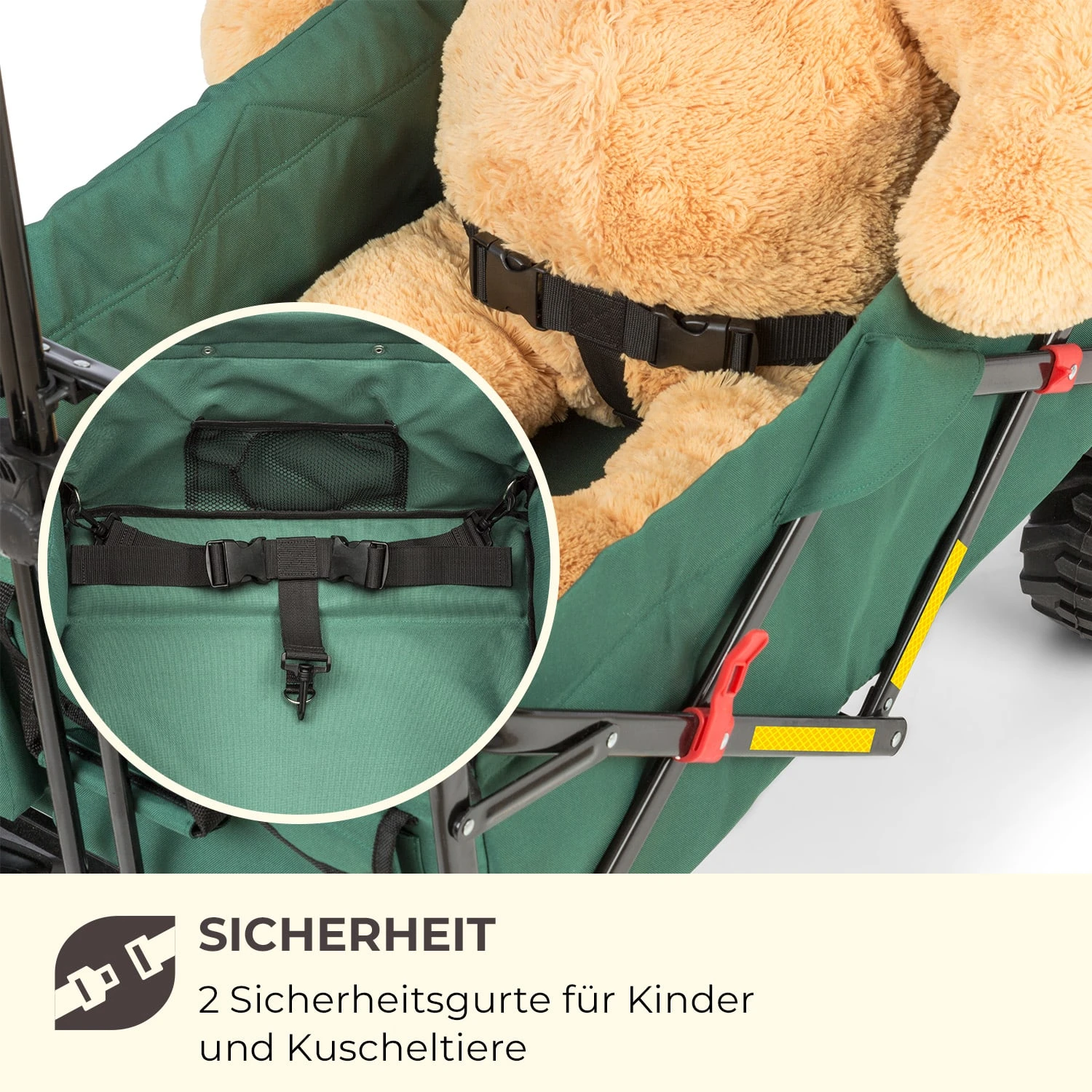 Easy Rider Bollerwagen Bis 70kg Teleskopstange Zusammenklappbar Grün – Bild 9