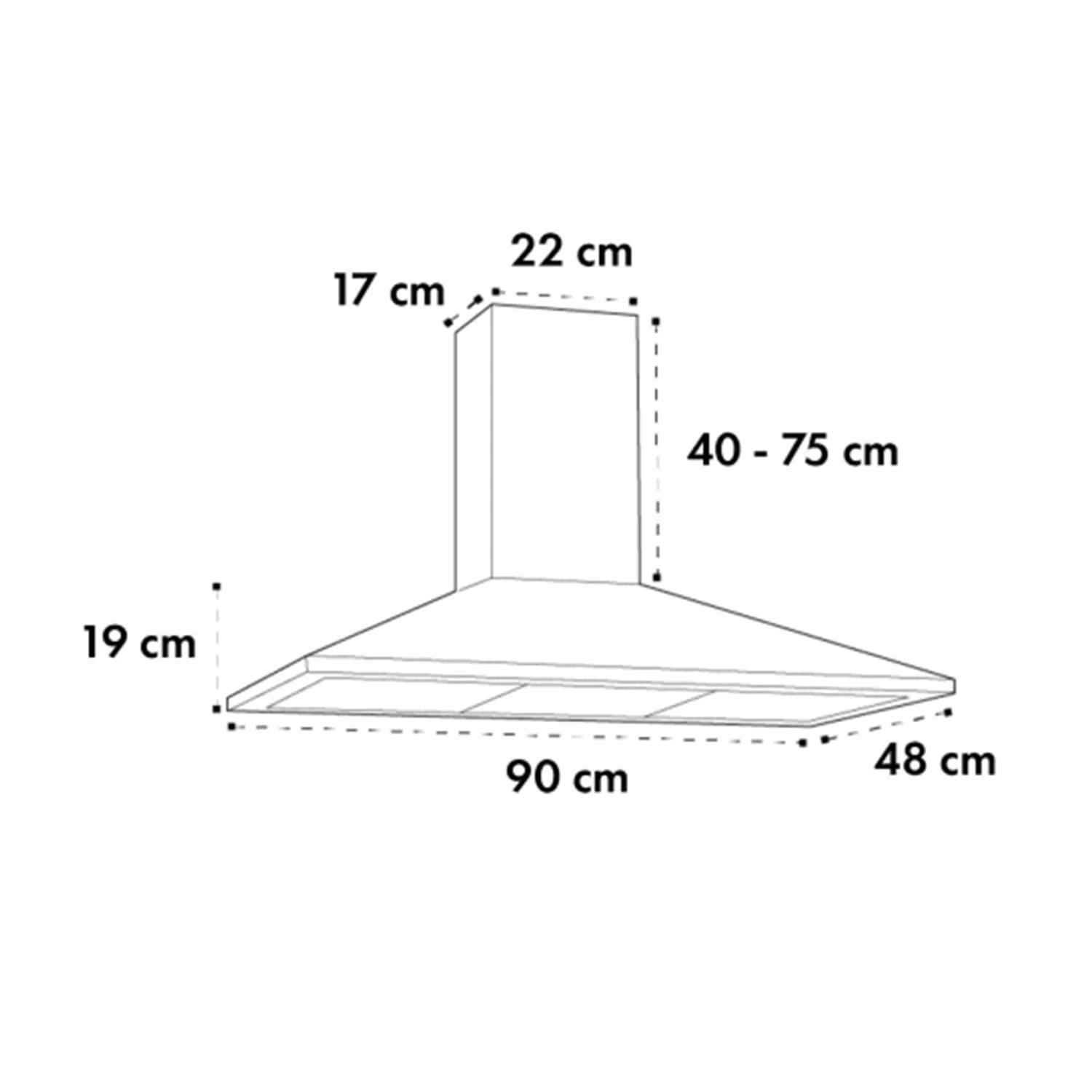 Zugspitze 90 Dunstabzugshaube Wandanbau 65W 330m³/h LED – Bild 7