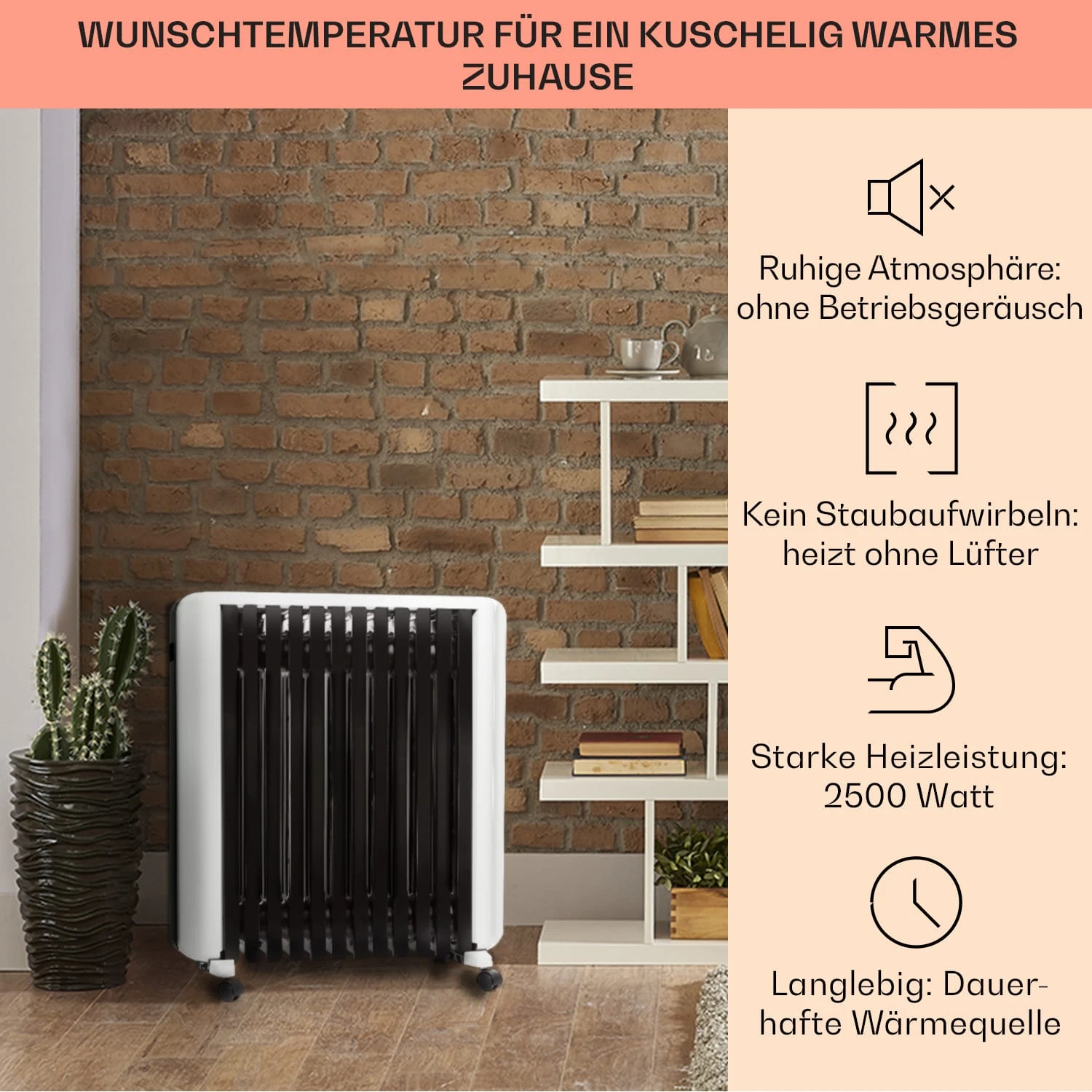 Thermaxx 2500 Ölradiator 2500W 5-35° C 24h-Timer Weiß/schwarz – Bild 2