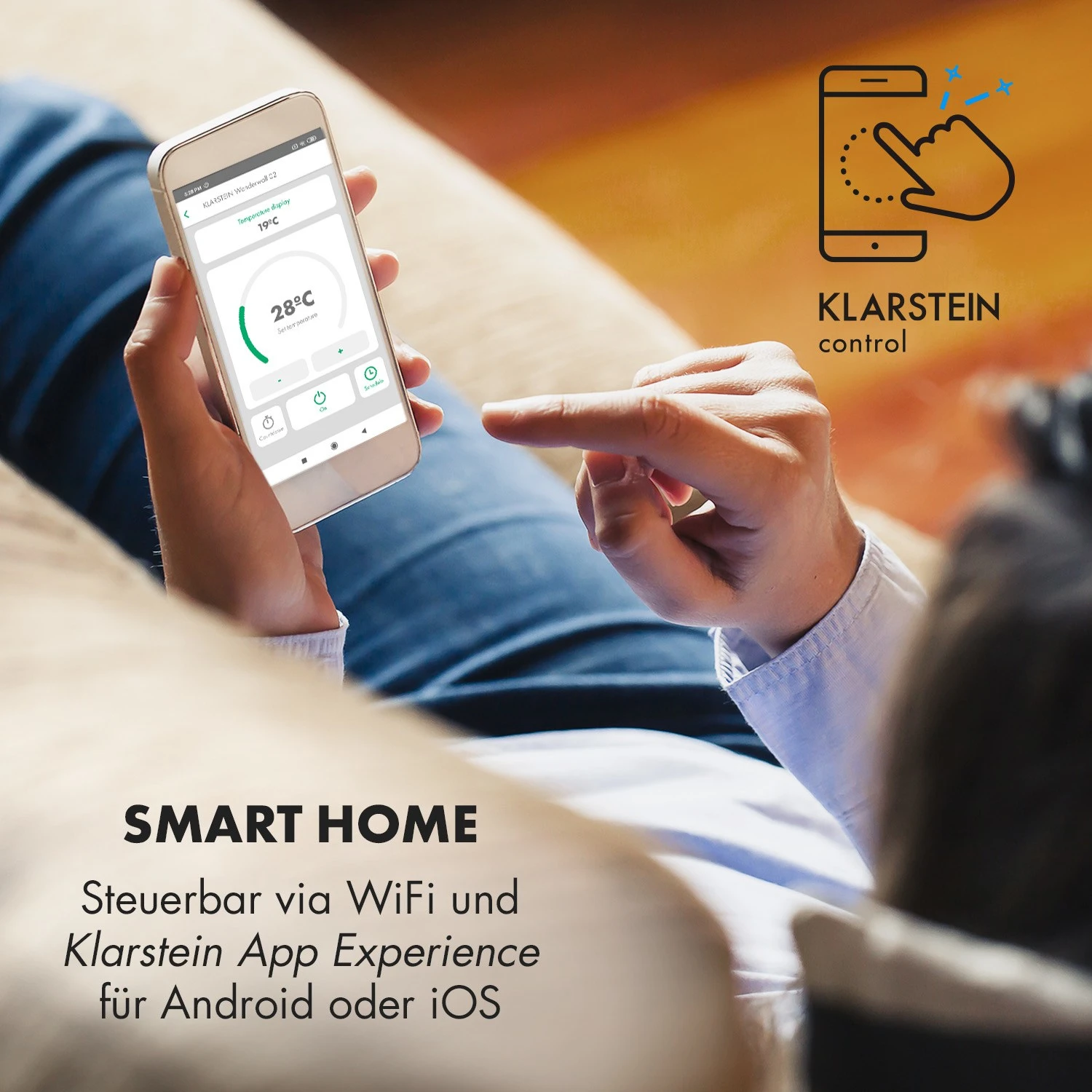 Wonderwall Smart Infrarotheizung 60x60cm App 360W Wochentimer IP24 – Bild 2