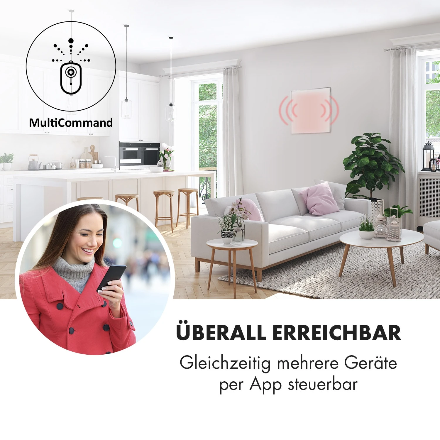 Wonderwall Smart Infrarotheizung 60x60cm App 360W Wochentimer IP24 – Bild 3