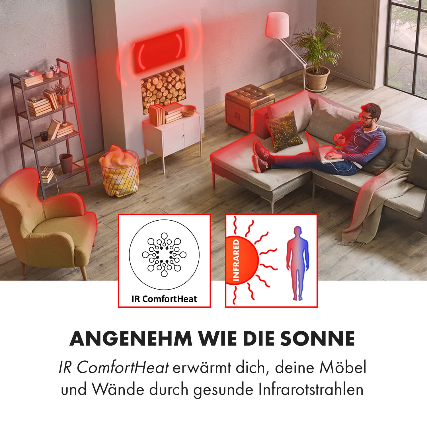 Wonderwall Smart Infrarotheizung 60x60cm App 360W Wochentimer IP24 – Bild 5