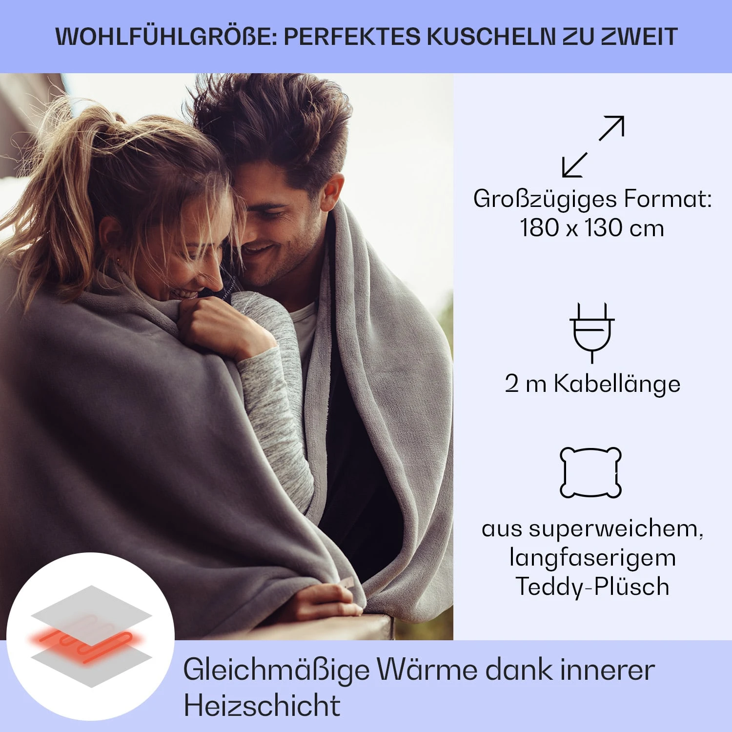 Dr. Watson SuperSoft Heizdecke 120 W 180 X 130 Cm Teddy-Plüsch – Bild 5