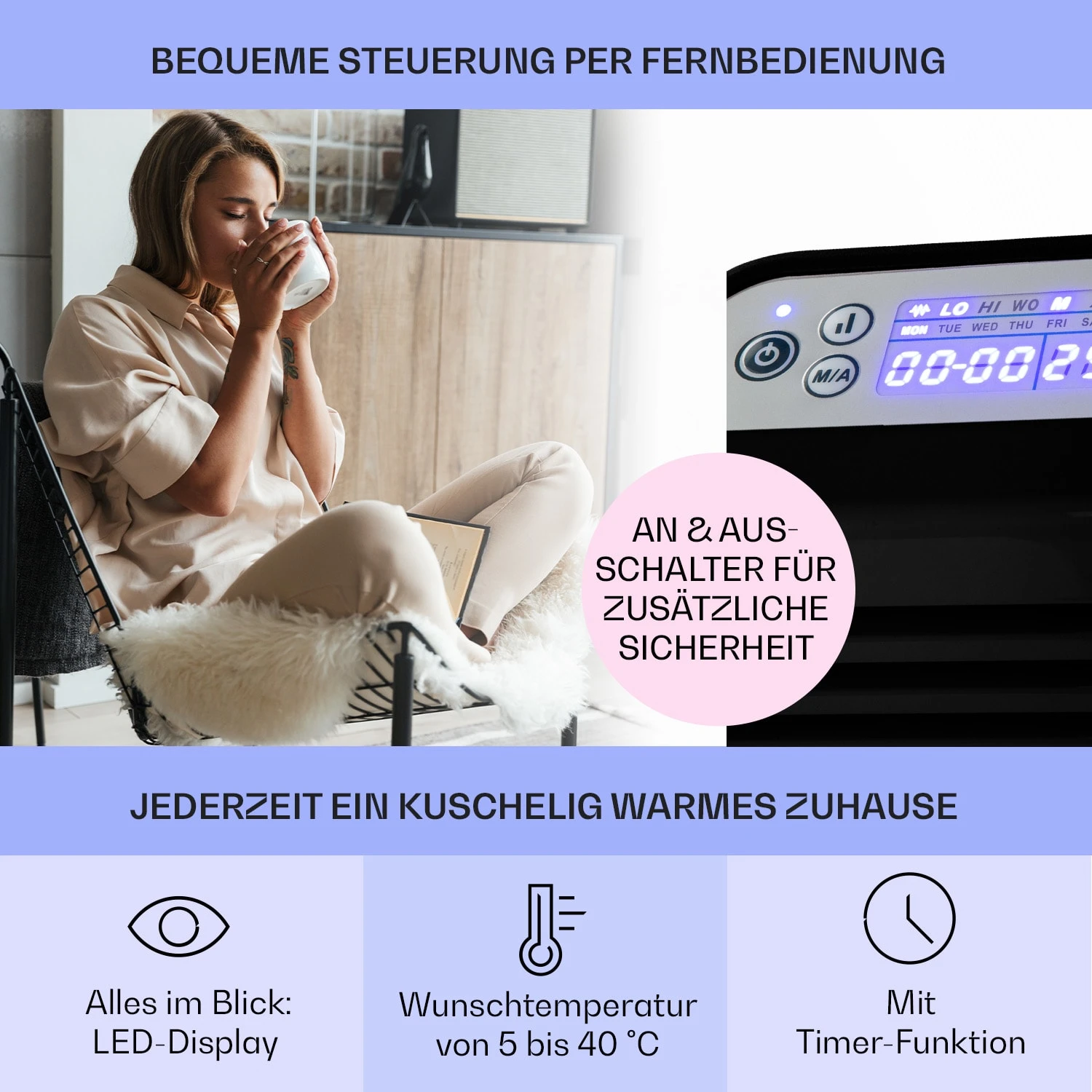 Hot Spot Slimcurve Heizgerät 80x40cm 40m² 2000W 5-40°C LED IP24 – Bild 3