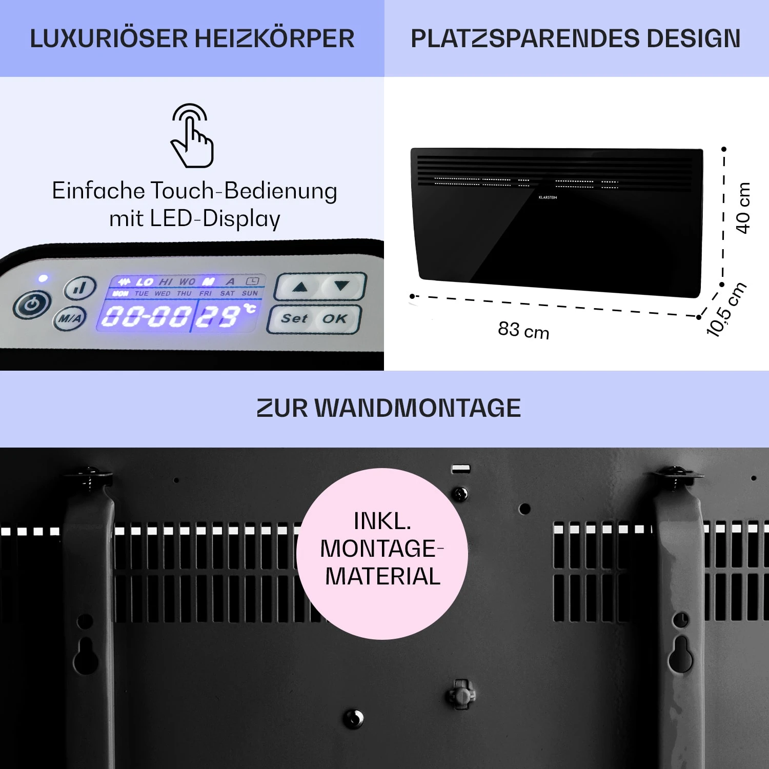 Hot Spot Slimcurve Heizgerät 80x40cm 40m² 2000W 5-40°C LED IP24 – Bild 6