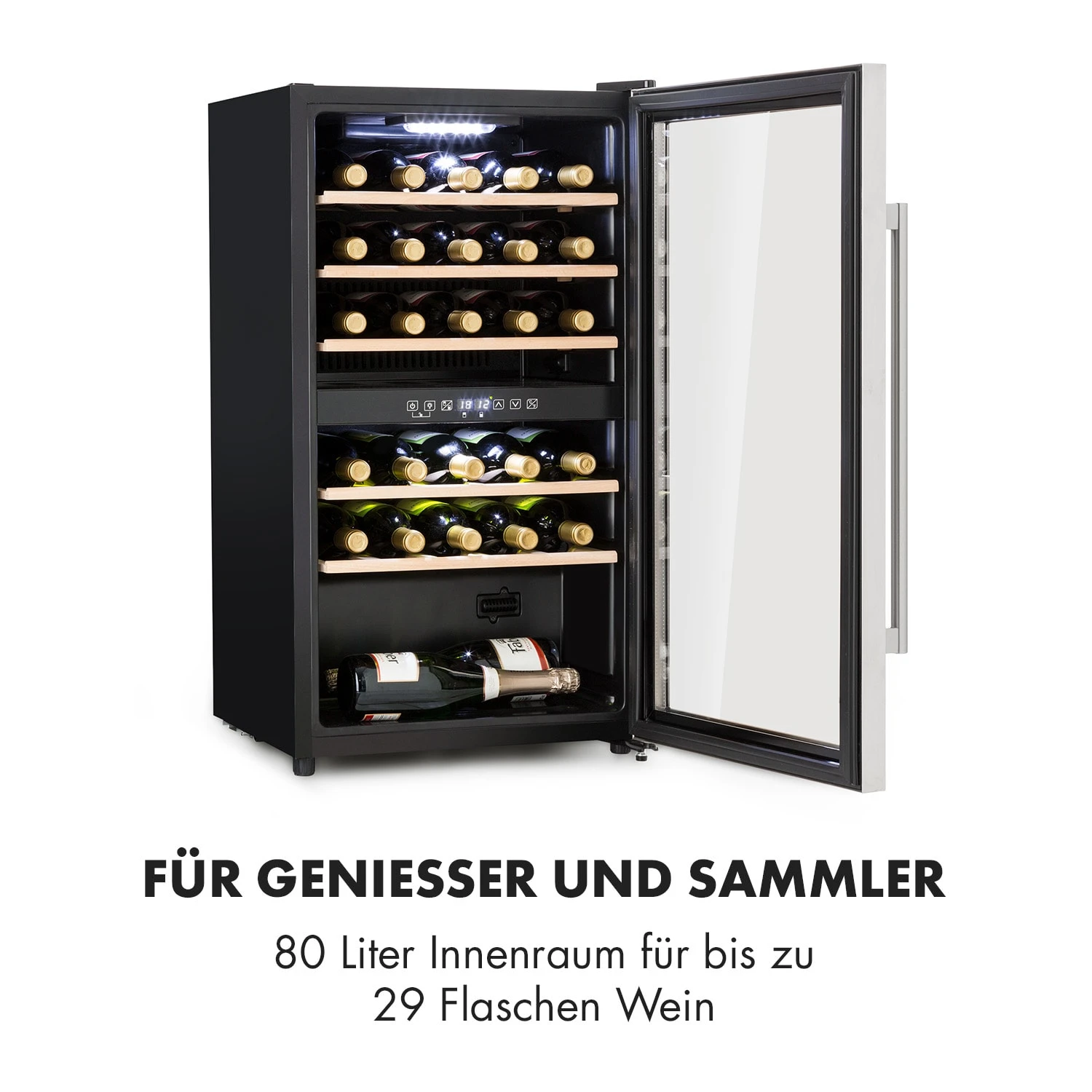 Vinamour 29 Duo Weinkühlschrank 2 Zonen 80L/29 Flaschen 5-22°C Touch – Bild 3