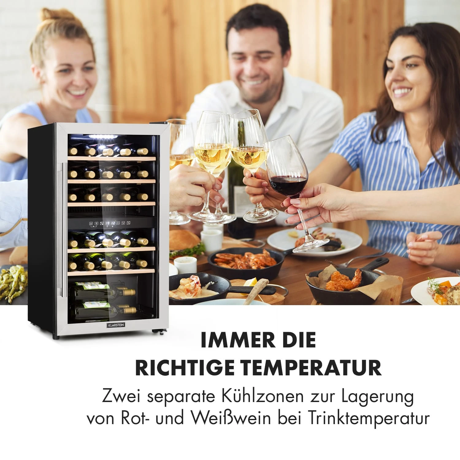 Vinamour 29 Duo Weinkühlschrank 2 Zonen 80L/29 Flaschen 5-22°C Touch – Bild 4
