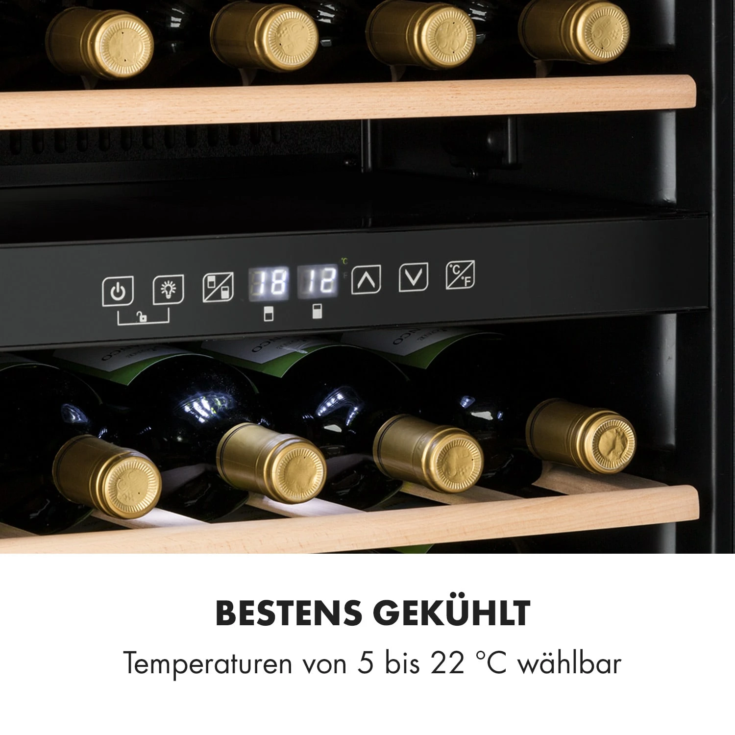 Vinamour 29 Duo Weinkühlschrank 2 Zonen 80L/29 Flaschen 5-22°C Touch – Bild 5