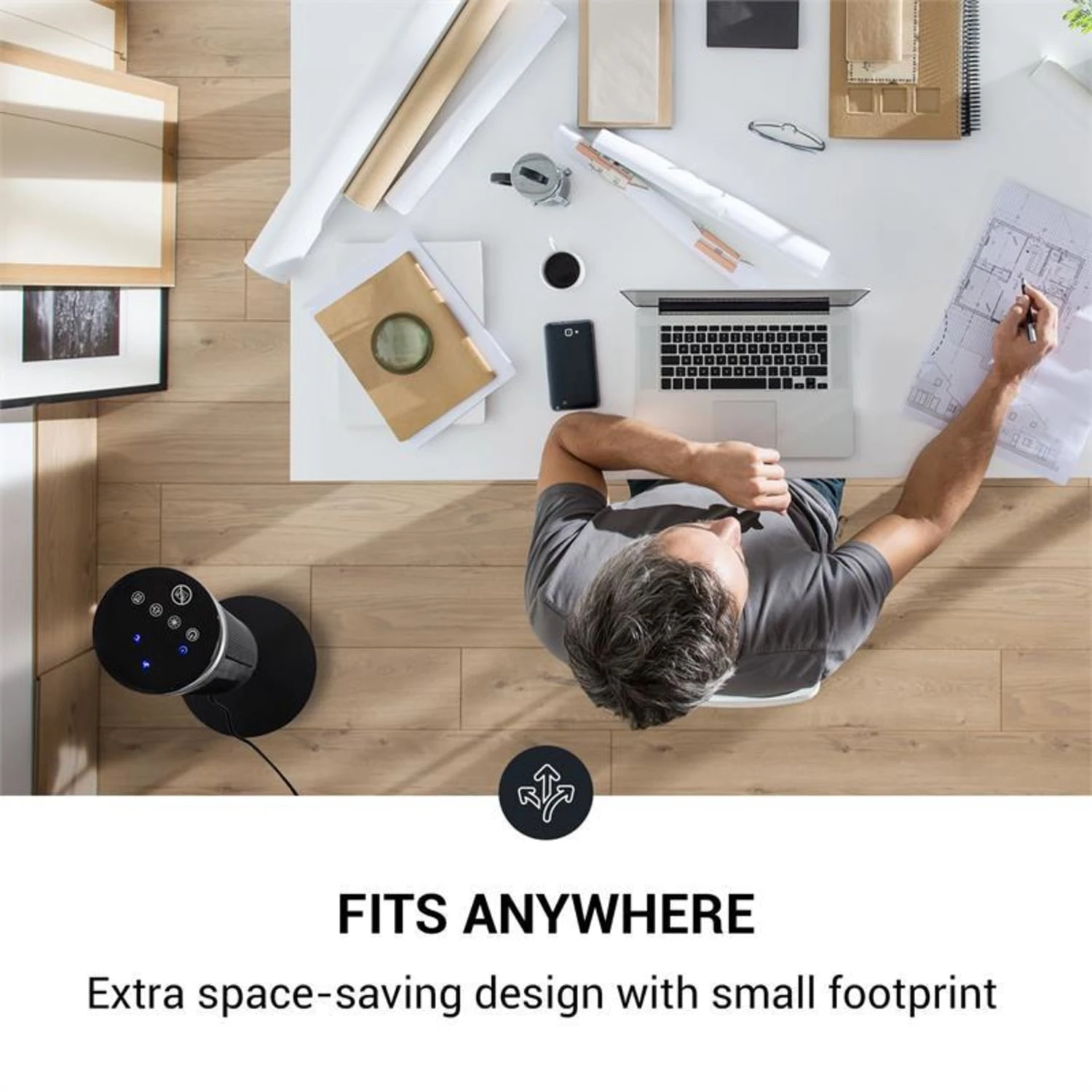 Heat Spike Turmheizgerät 1200/2200W 8h-Timer Thermostat Schwarz – Bild 3