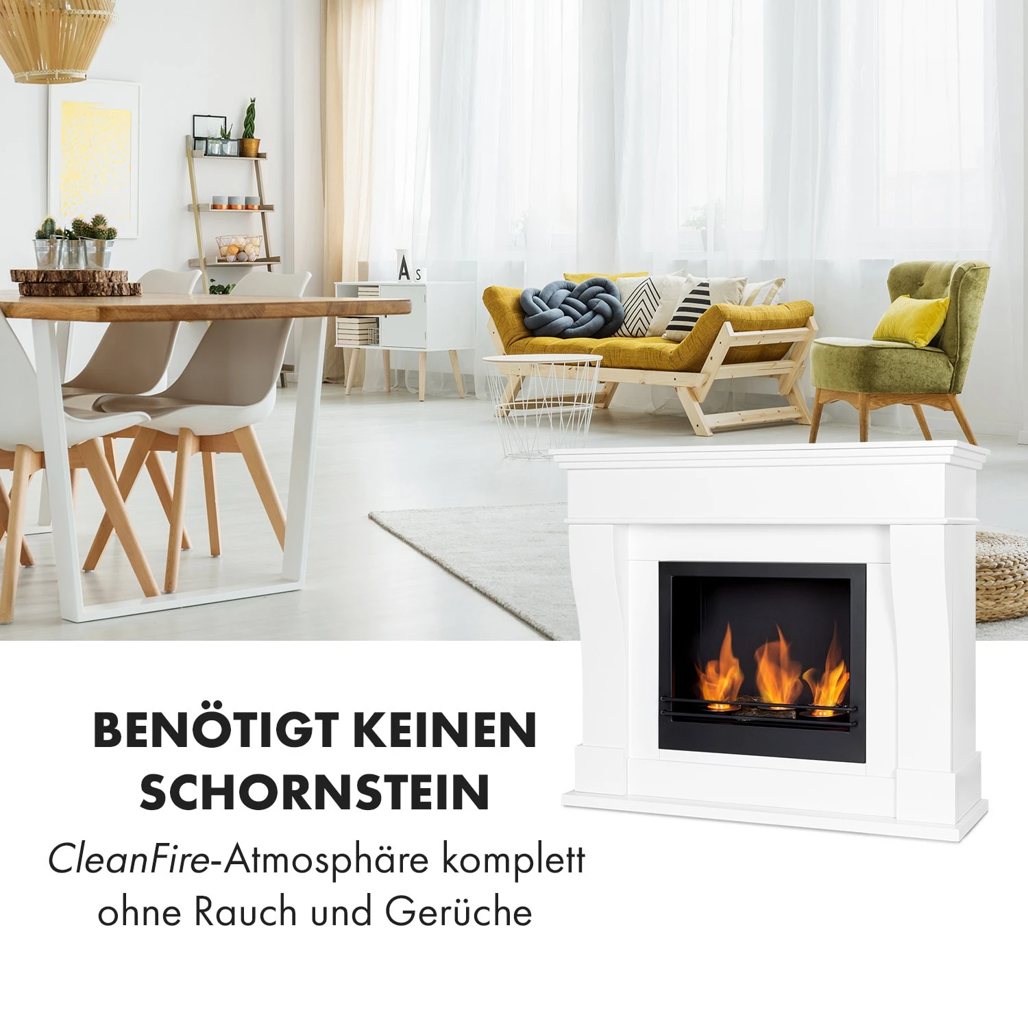 Phantasma Cottage Pillar Ethanol-Kamin Rauchfrei Brenner 3x300ml – Bild 4