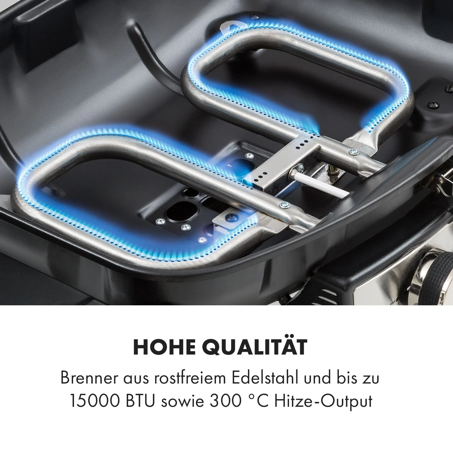 Parforce Duo Gasgrill 2 Brenner 4,4kW 15000BTU 300°C Grau – Bild 5