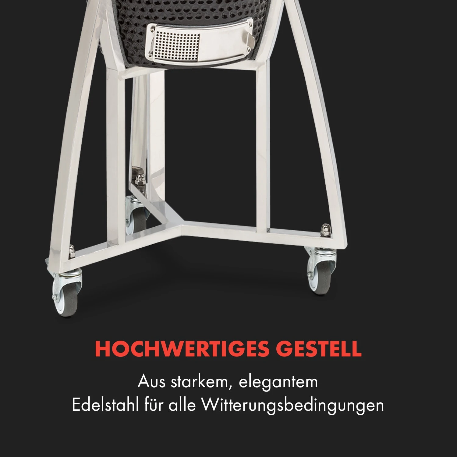 Queensize Kamado Grill Thermometer Abnehmbare Seitenteile Schwarz – Bild 8