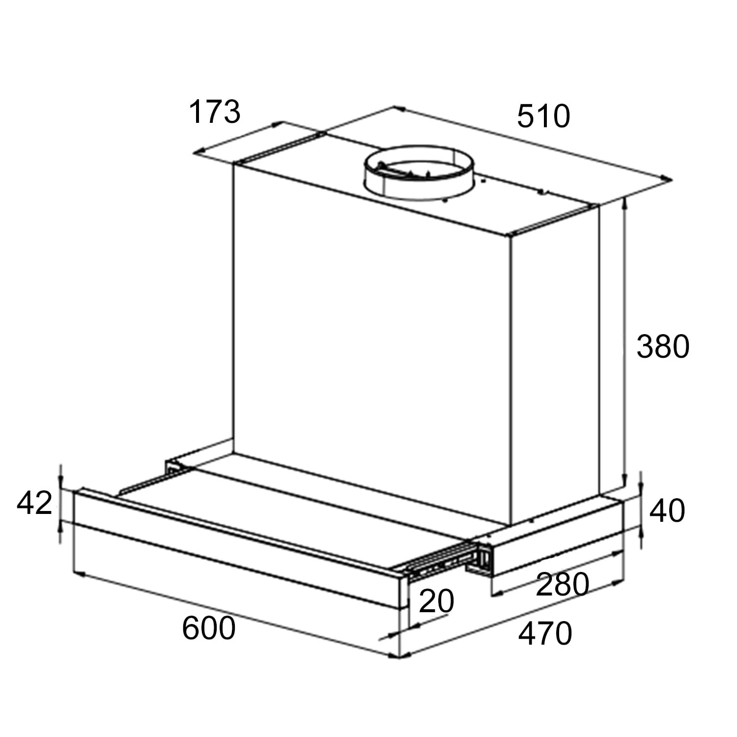 Mariana 60 Flachschirmhaube 500 M³/h Abluft LED Weiß – Bild 9