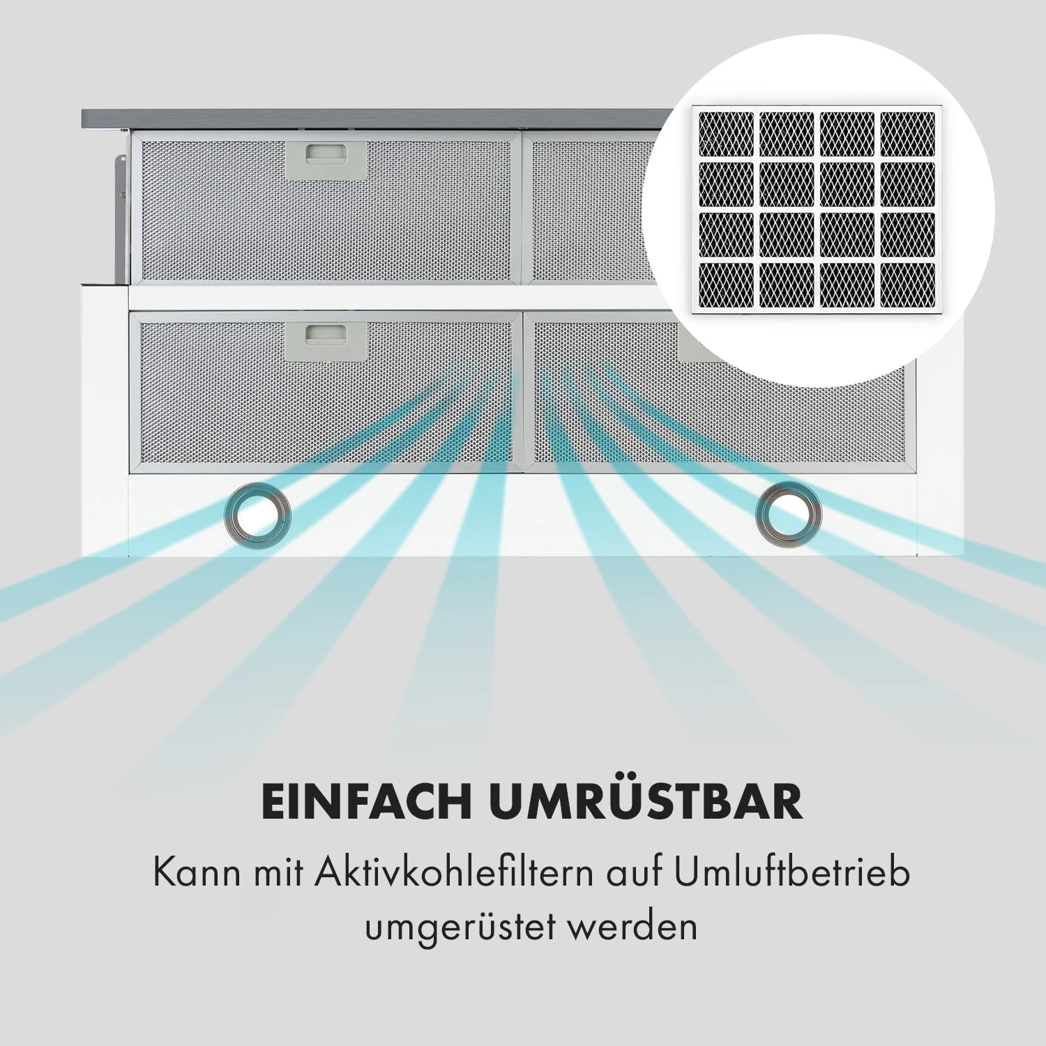 Mariana 90 Flachschirmhaube 500 M³/h Abluft LED Weiß – Bild 6