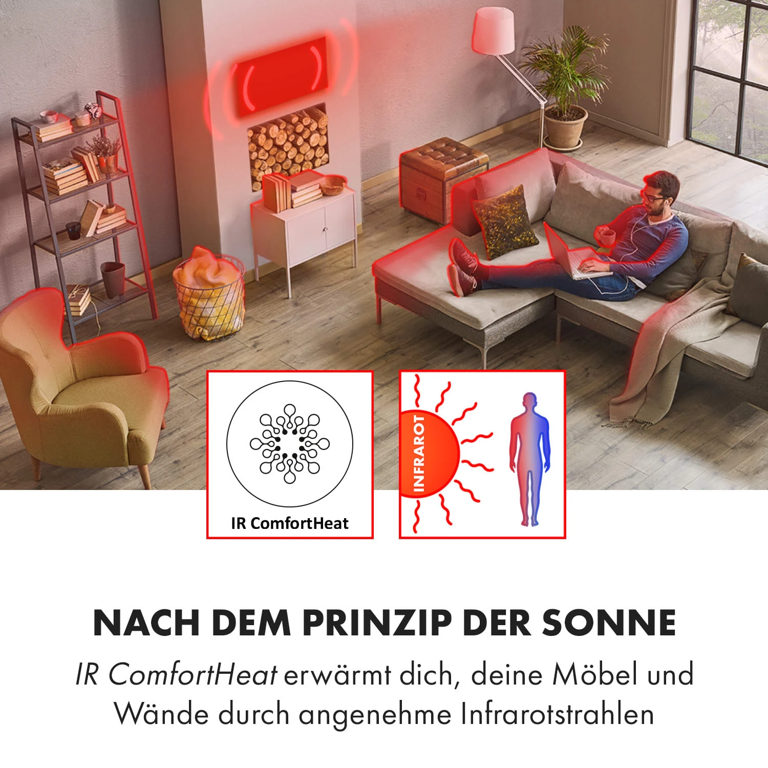 Marvel Mirror Infrarotheizung 360W Wochentimer IP54 Spiegel Rechteckig – Bild 2