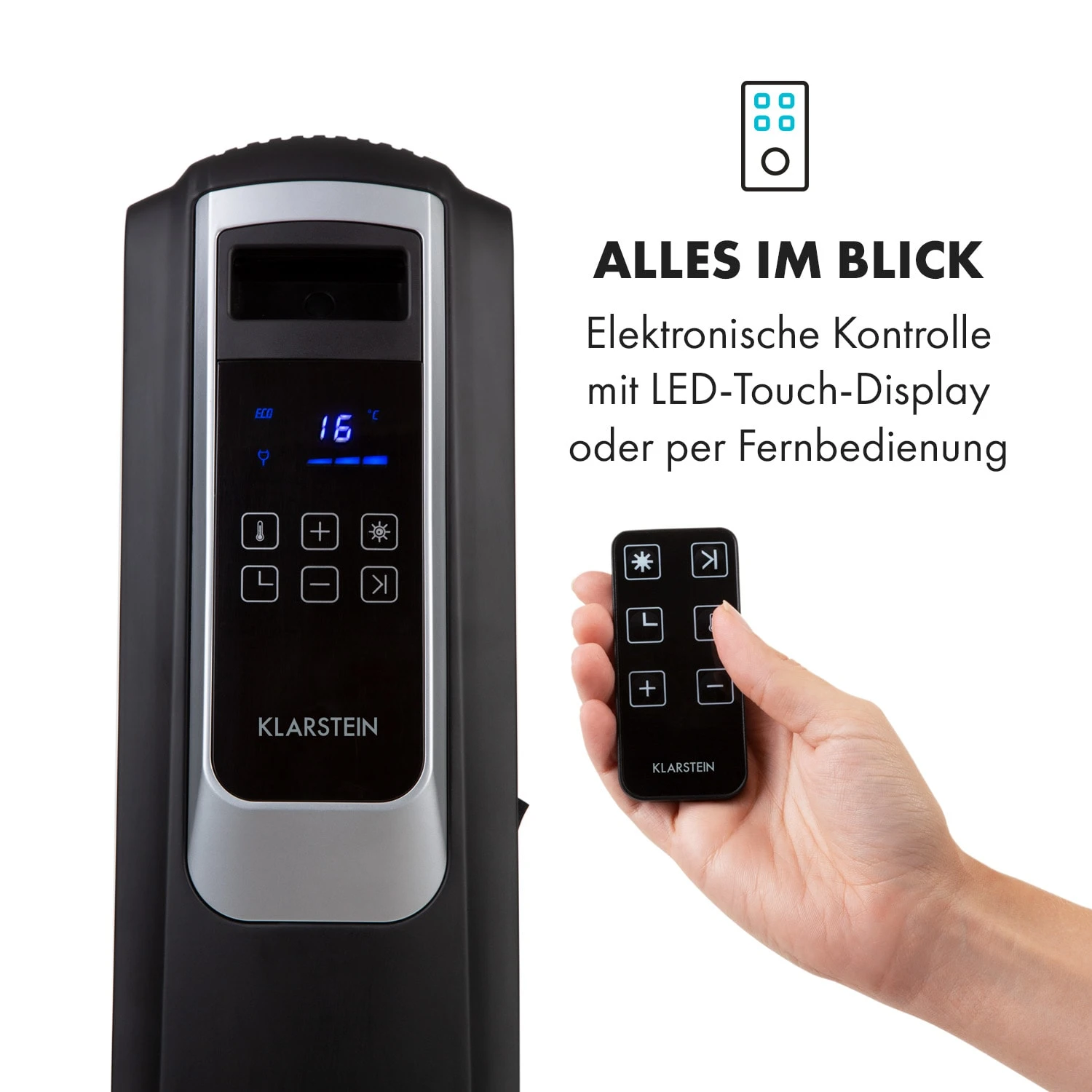 Thermaxx Noir Ölradiator 2500W 10-30° C 24h-Timer Fernbedienung – Bild 3