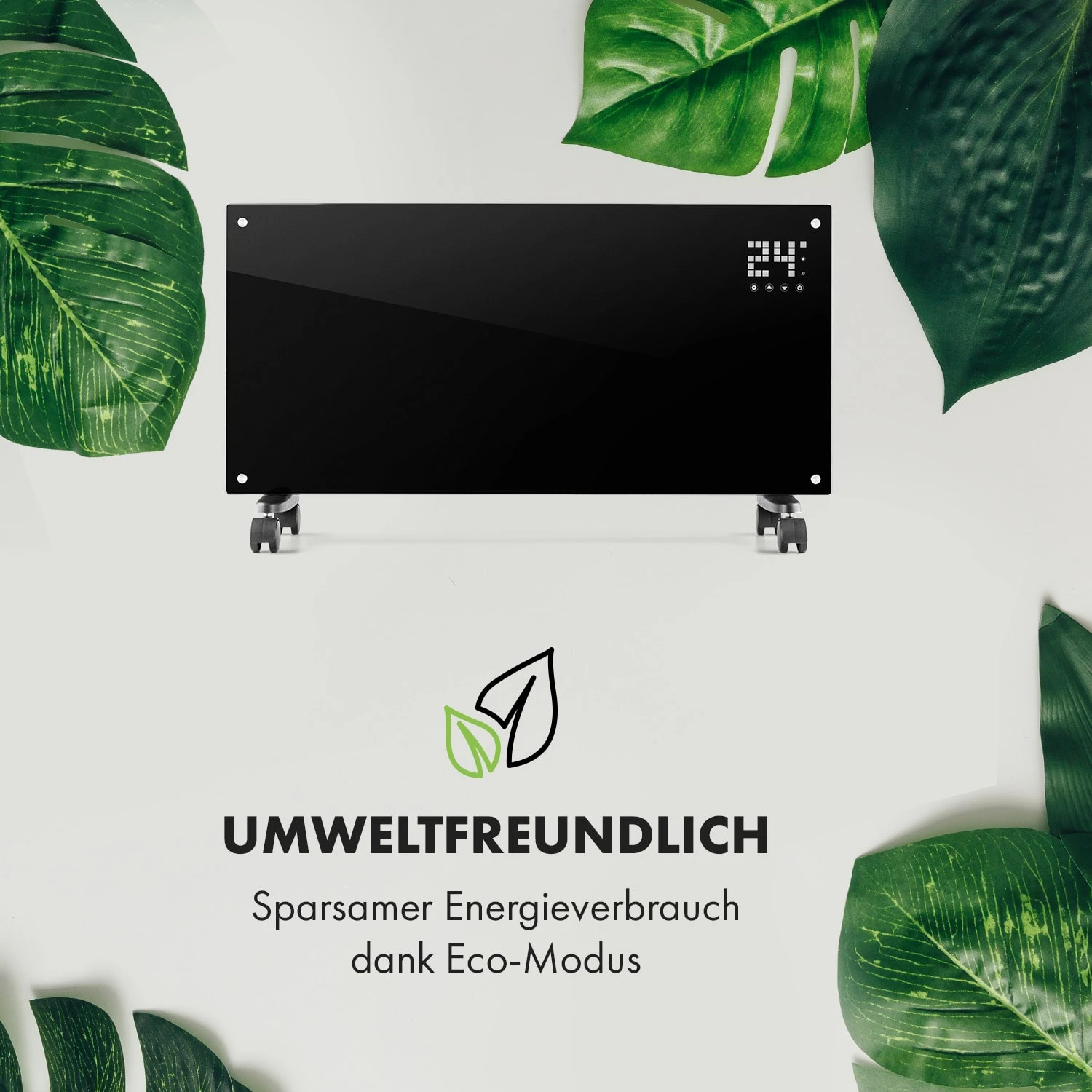 Bornholm Smart Konvektions-Heizgerät | 2000 W | SmartHeat Design: WiFi-Verbindung | LED-Display | 24-h-Timer | 2 Heizstufen: 1000 / 2000 W | IP24: Spritzwassergeschützt | Fernbedienung | Standgerät – Bild 7