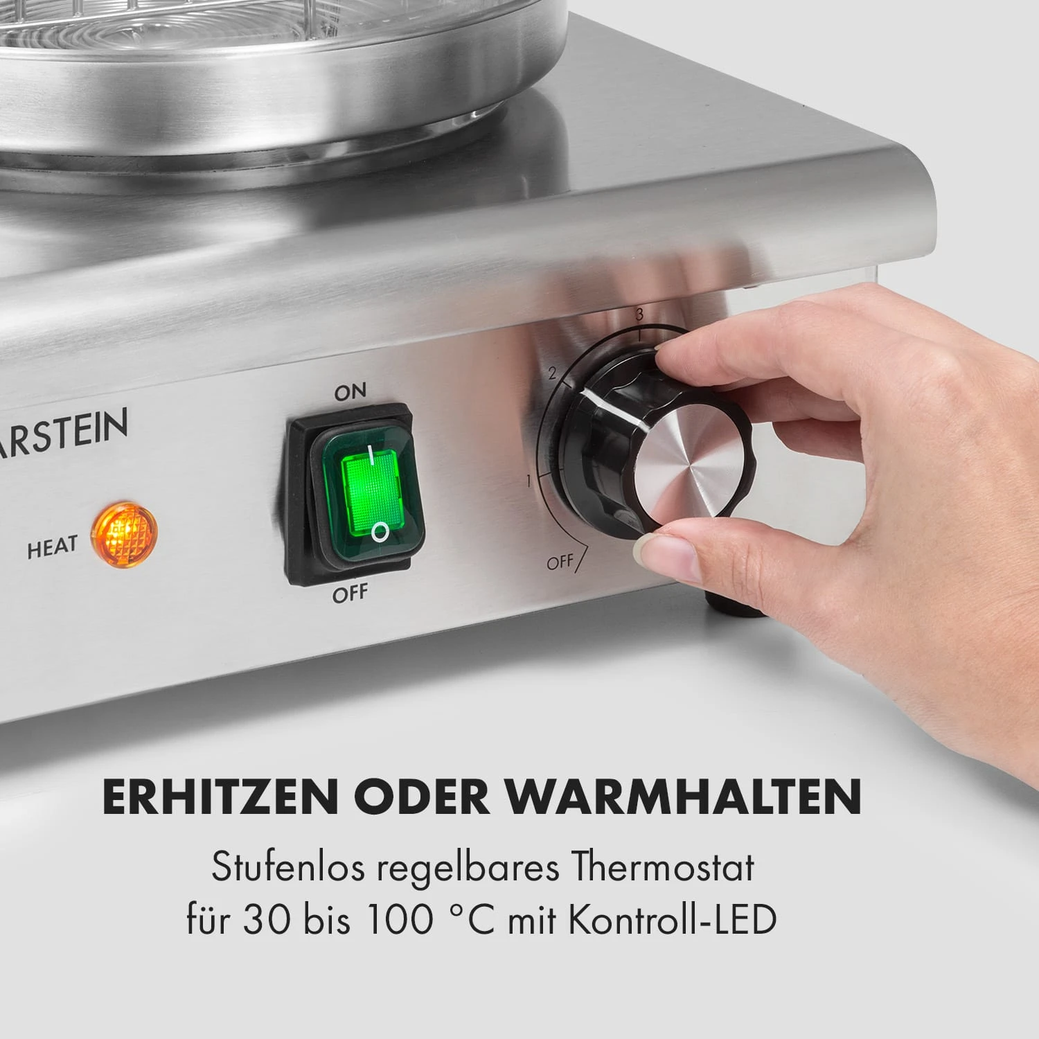 Wurstfabrik Pro 550 Hot Dog Maker 550W 2 Spieße 5L 30-100°C Edelstahl – Bild 3