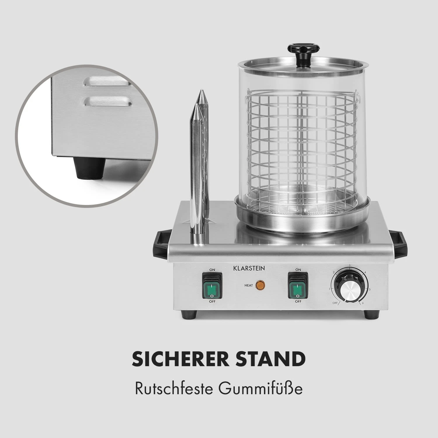 Wurstfabrik Pro 550 Hot Dog Maker 550W 2 Spieße 5L 30-100°C Edelstahl – Bild 8