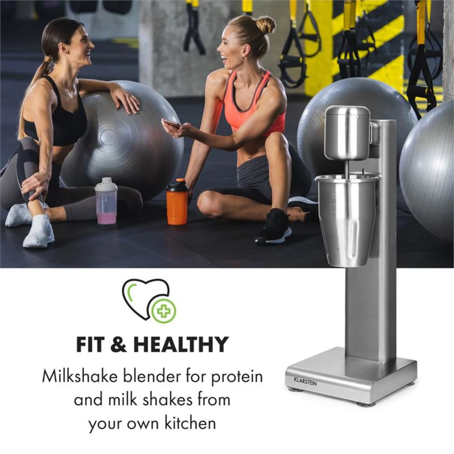 Kraftpaket Milchshake-Mixer Proteinshake 80W Edelstahl Silber – Bild 2