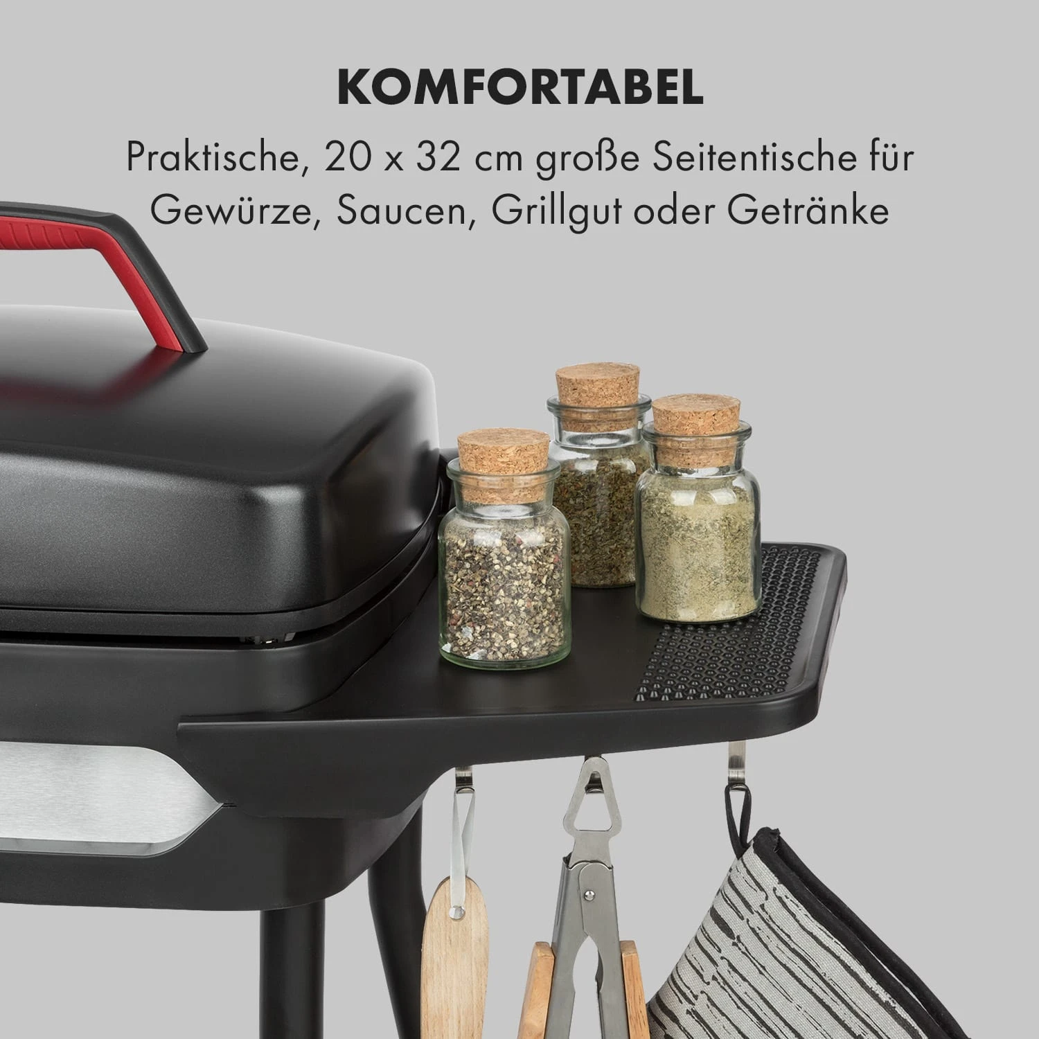 Gatsby Elektrogrill 2000W Antihaft-Grillfläche Seitentische Schwarz – Bild 3
