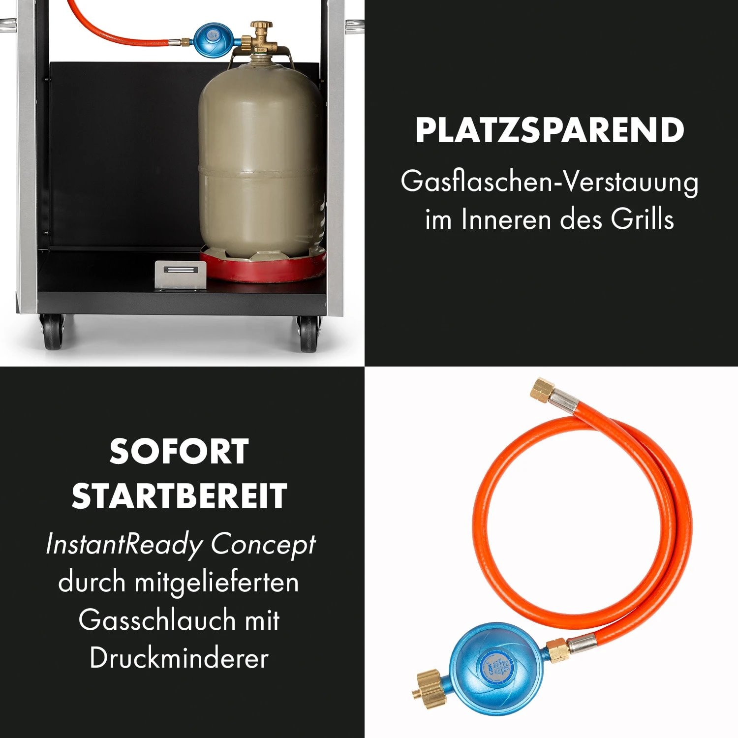 Valkyrie Gasgrill 3x3,2 + 2,9 KW Sichtfenster 54x42 Cm Grill Edelstahl – Bild 7