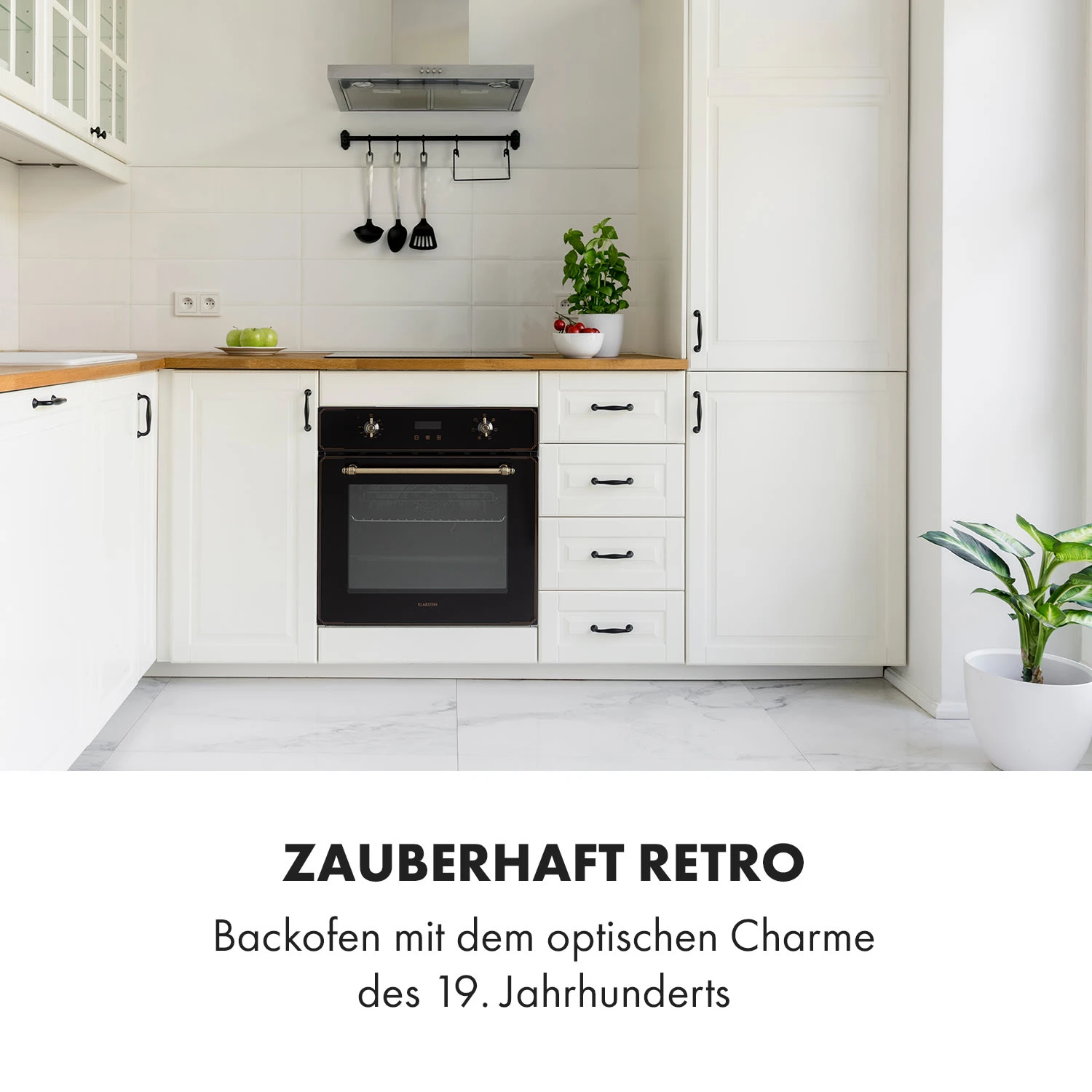 Elizabeth Einbaubackofen Retro 2200 Watt 70l Messingoptik Display – Bild 2