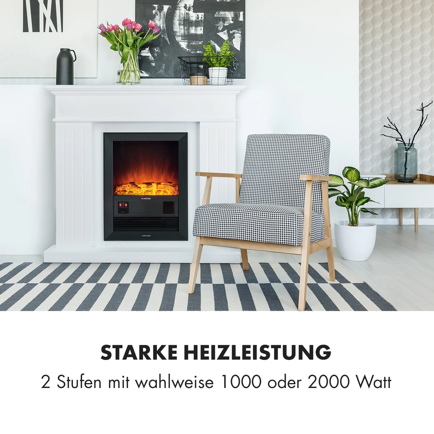 Kamini FXL Elektrischer Kamin Kamineinsatz 1000/2000W 2W LED – Bild 2