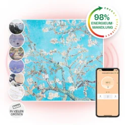 Wonderwall Air Art Smart Infrarotheizung 60x60cm 350W Wandinstallation App-Steuerung Mandelblüten