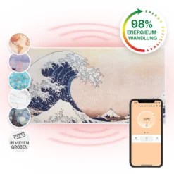 Wonderwall Air Art Smart Infrarotheizung 120x60cm 700W Wandinstallation App-Steuerung Wellen