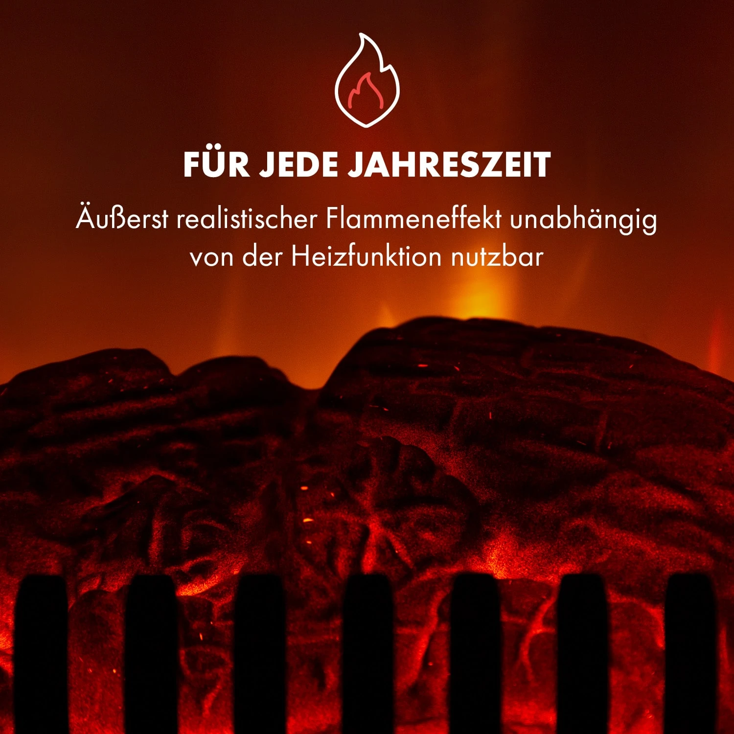 Leoben Elektrischer Kamin 900 / 1800 W Thermostat PanoramaView – Bild 5