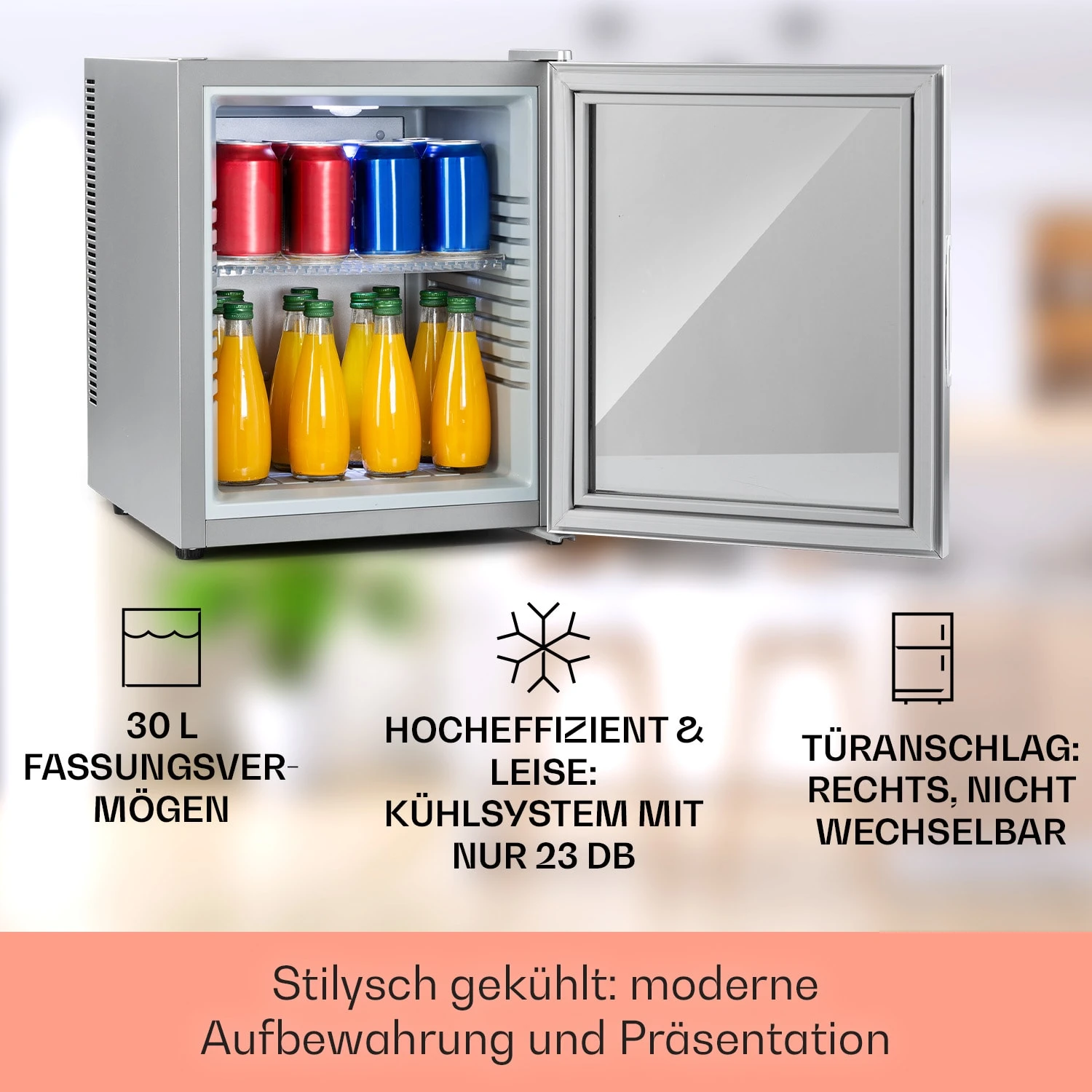 Brooklyn 32 Mini-Kühlschrank Glastür LED Ablage – Bild 2