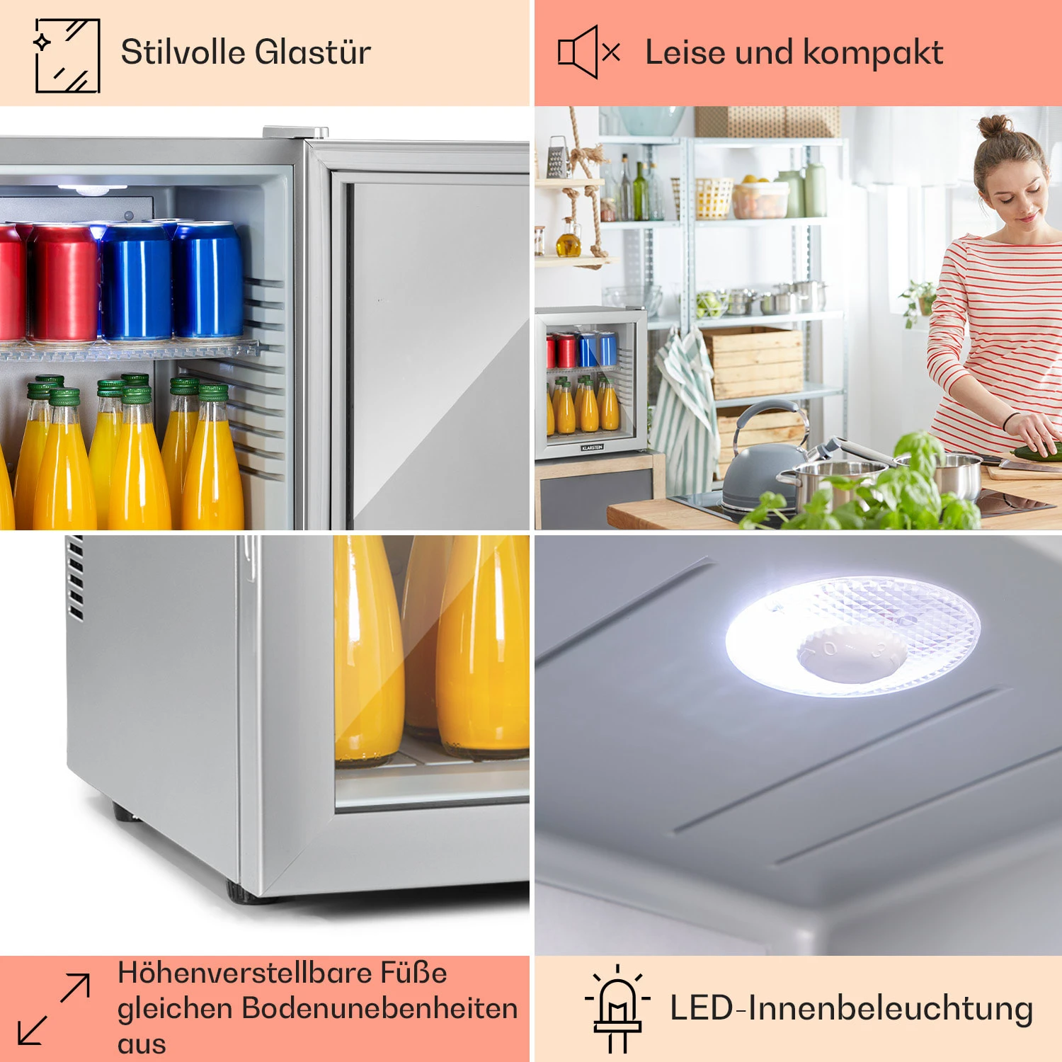 Brooklyn 32 Mini-Kühlschrank Glastür LED Ablage – Bild 5