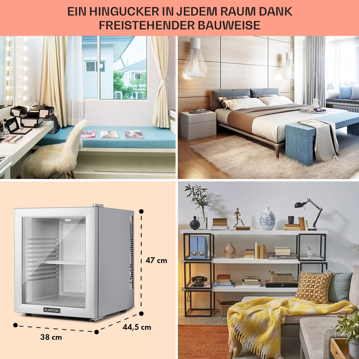 Brooklyn 32 Mini-Kühlschrank Glastür LED Ablage – Bild 6