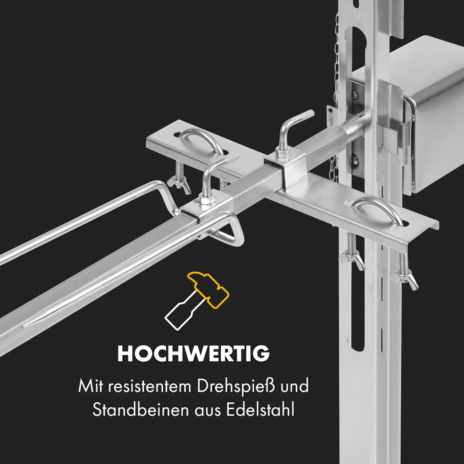 Sauenland Survivor Spanferkelgrill Drehspieß 12W 70kg Max. Edelstahl – Bild 4