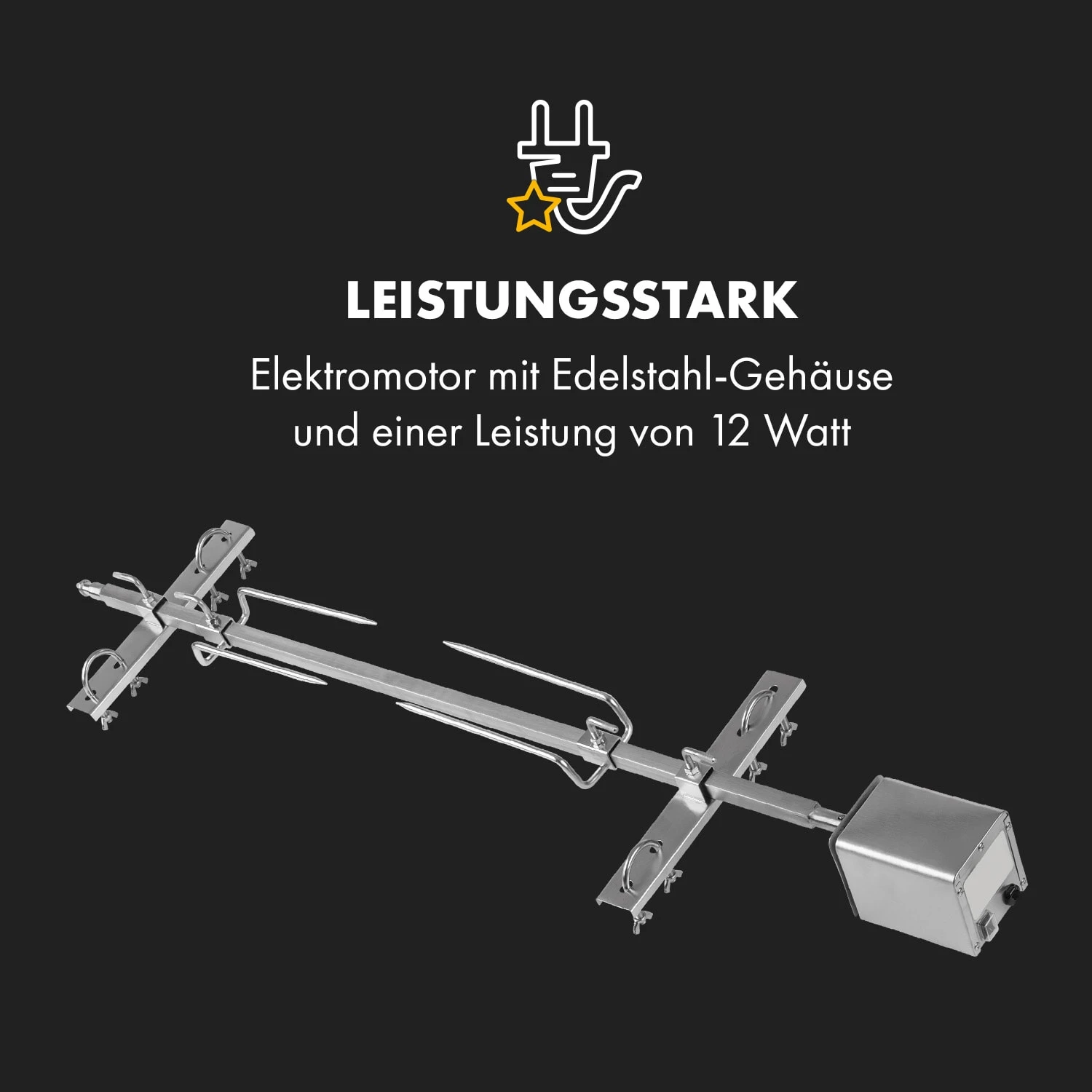 Sauenland Survivor Spanferkelgrill Drehspieß 12W 70kg Max. Edelstahl – Bild 6