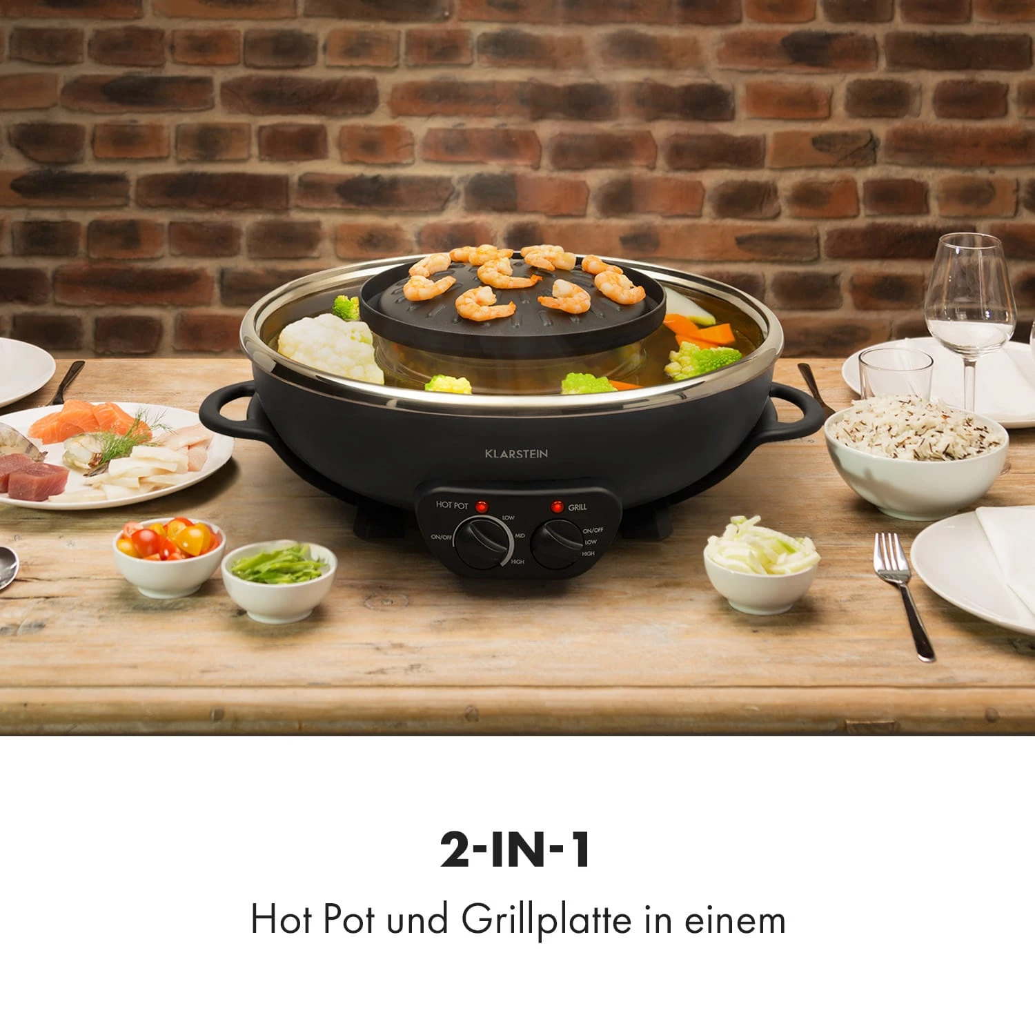 Szechuan 2-in-1 Hot Pot Und Grillplatte 5l Vol. 1350 / 600 W – Bild 2