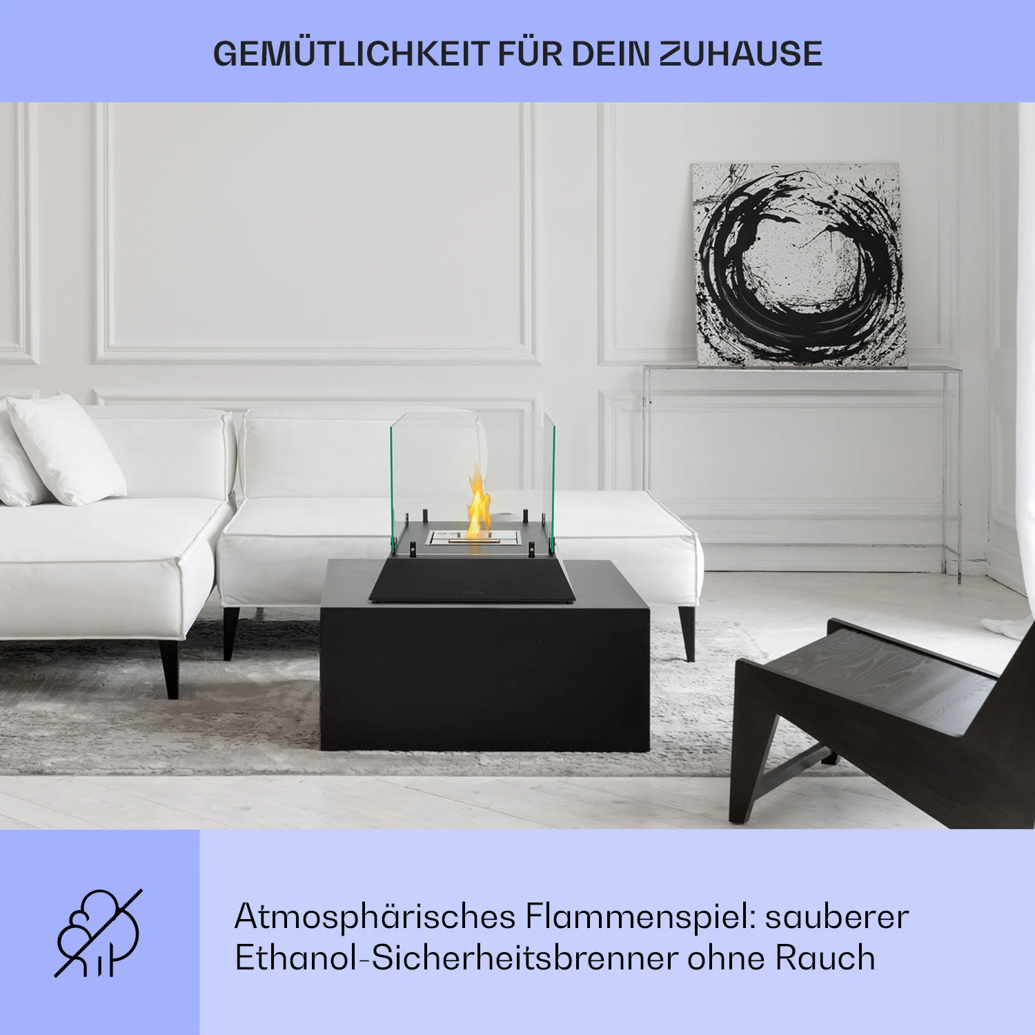 Phantasma Cubo Ethanol-Kamin Rauch- & Geruchlos Edelstahl-Brenner Sicherheitsglas – Bild 4