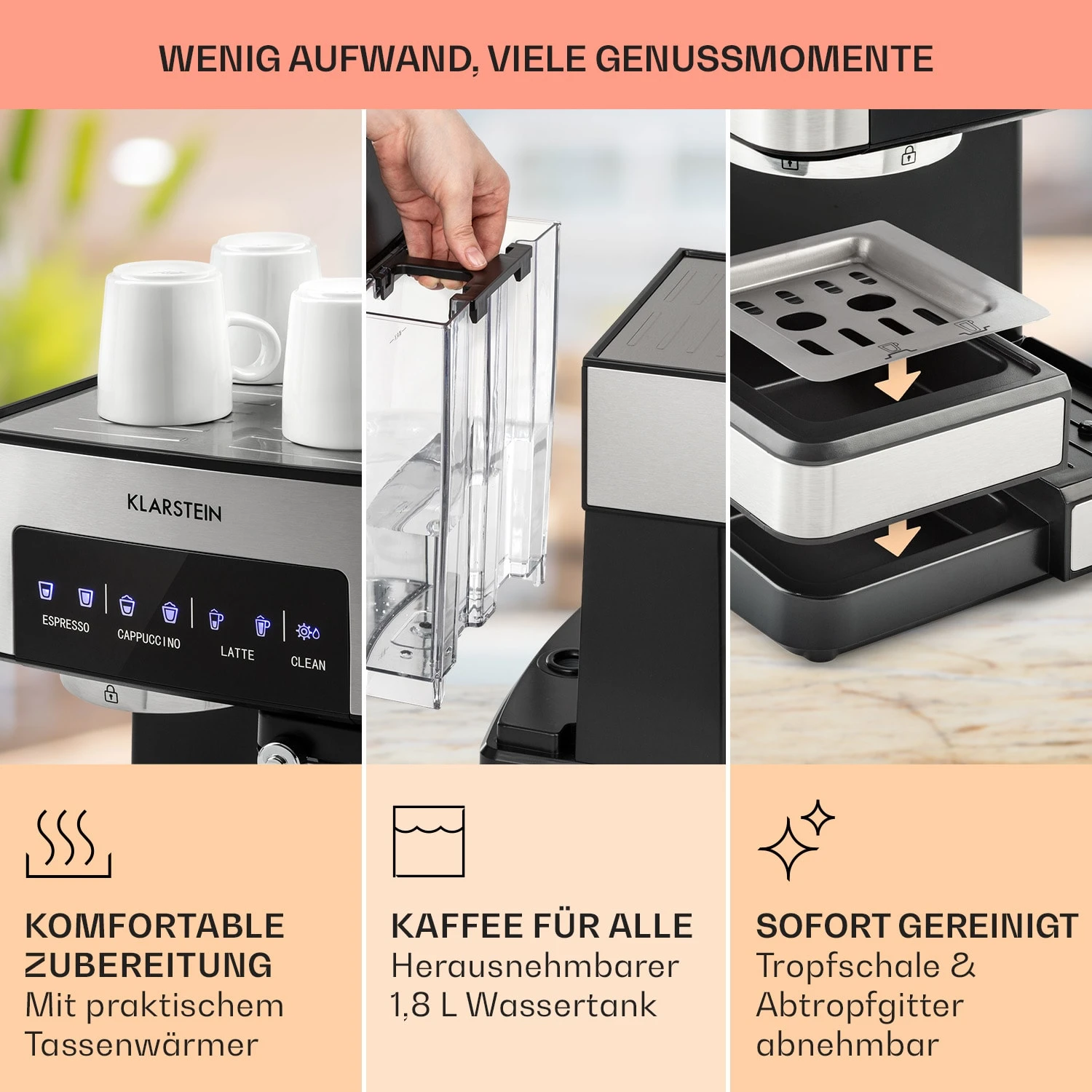 Arabica Comfort Espressomaschine 1350W 20 Bar 1,8l Touch-Bedienfeld – Bild 6