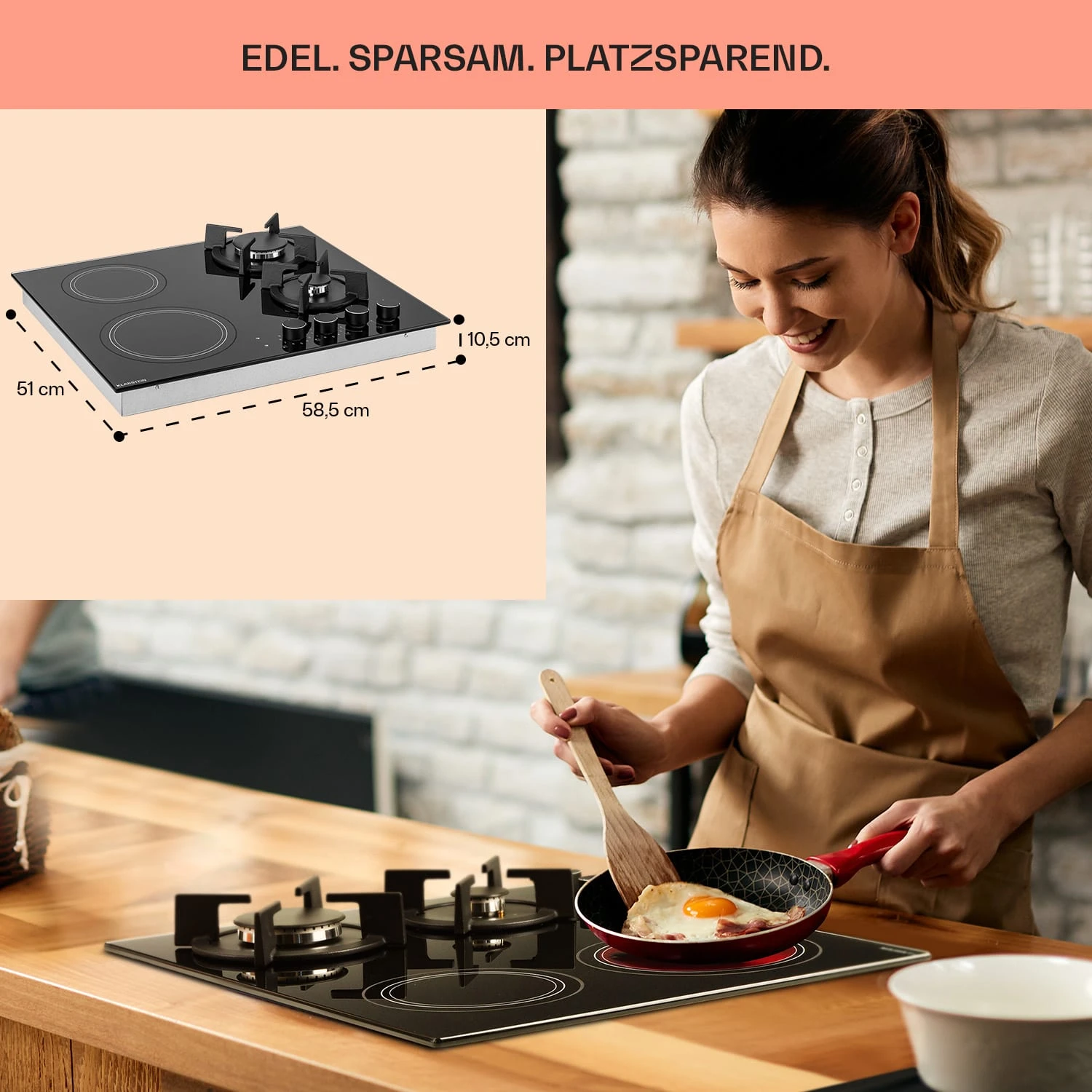 MultiChef 4 Kombi-Gaskochfeld Gas/Glaskeramik 4 Zonen – Bild 6