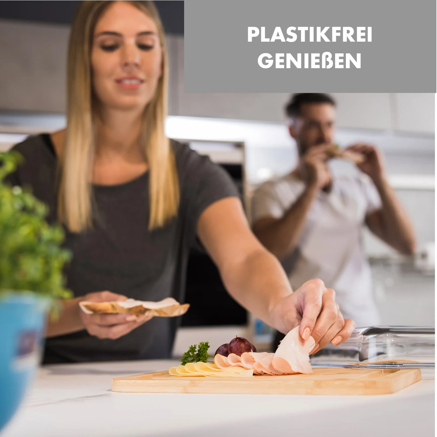 Glaswerk Hermatige Aufschnittbox Mit Glasdeckel 2er Set Borosilikatglas Bambus Schneidebret – Bild 5