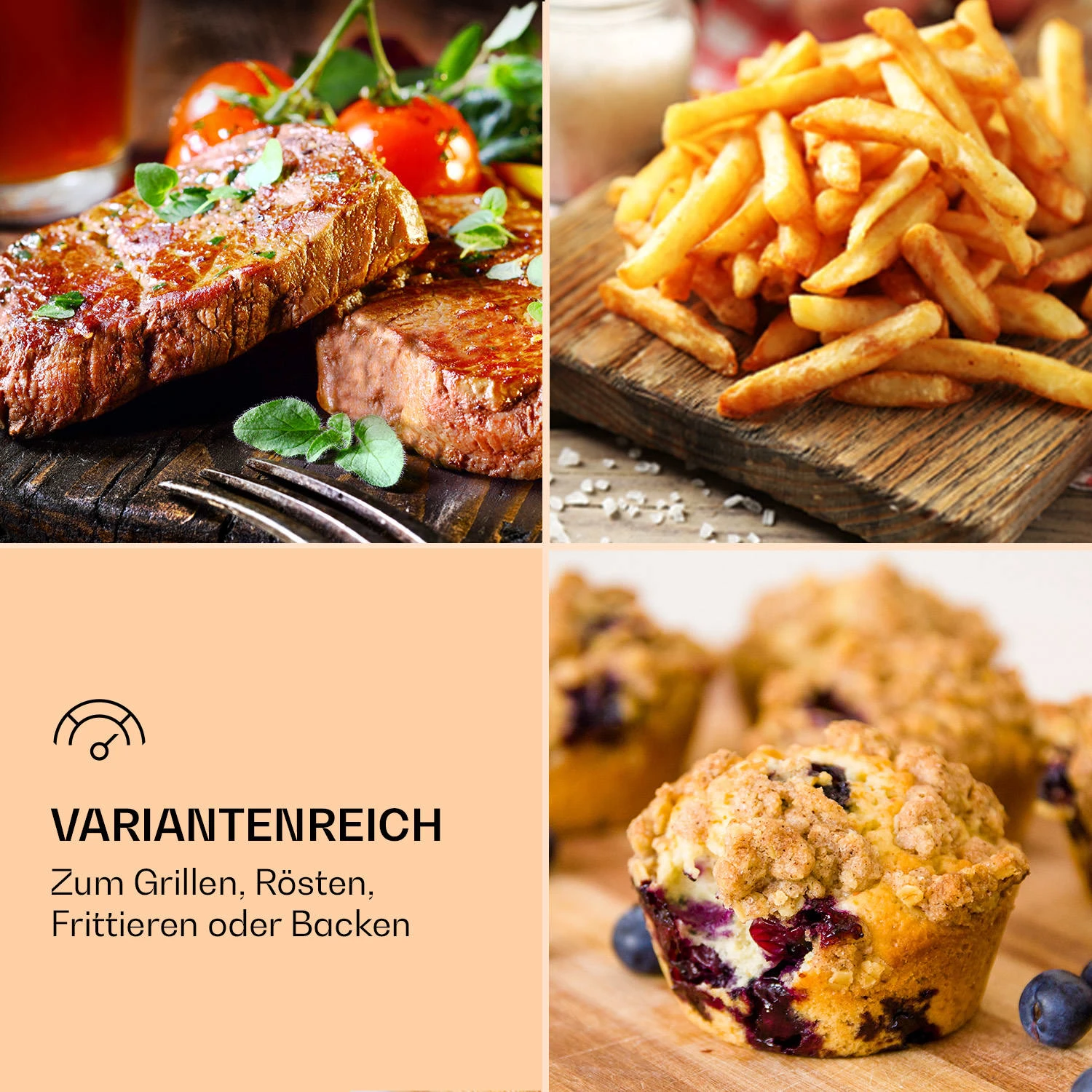 AeroVital Deluxe Heißluftfritteuse 1700W 5,4 Liter Edelstahl – Bild 3