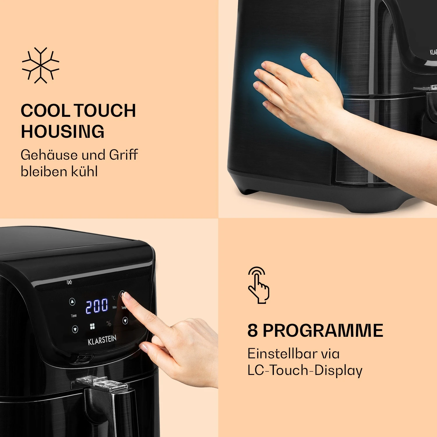 AeroVital Deluxe Heißluftfritteuse 1700W 5,4 Liter Edelstahl – Bild 4